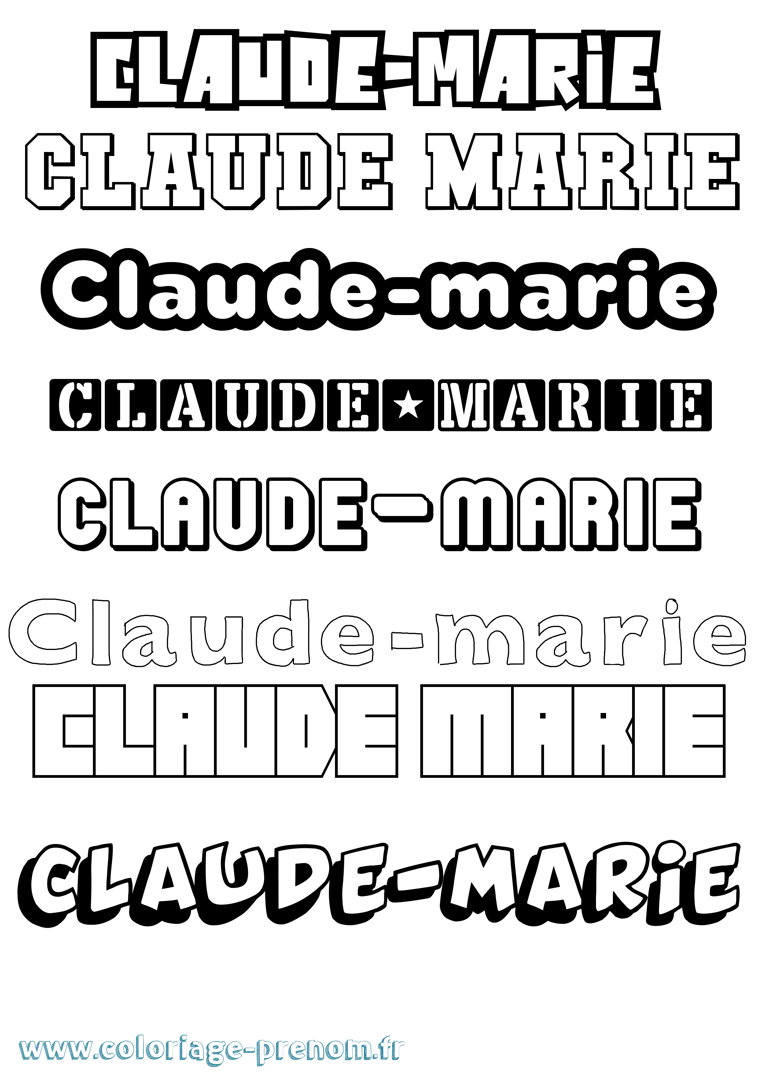 Coloriage Claude-Marie Simple Coloriage prénom Claude-Marie Simple