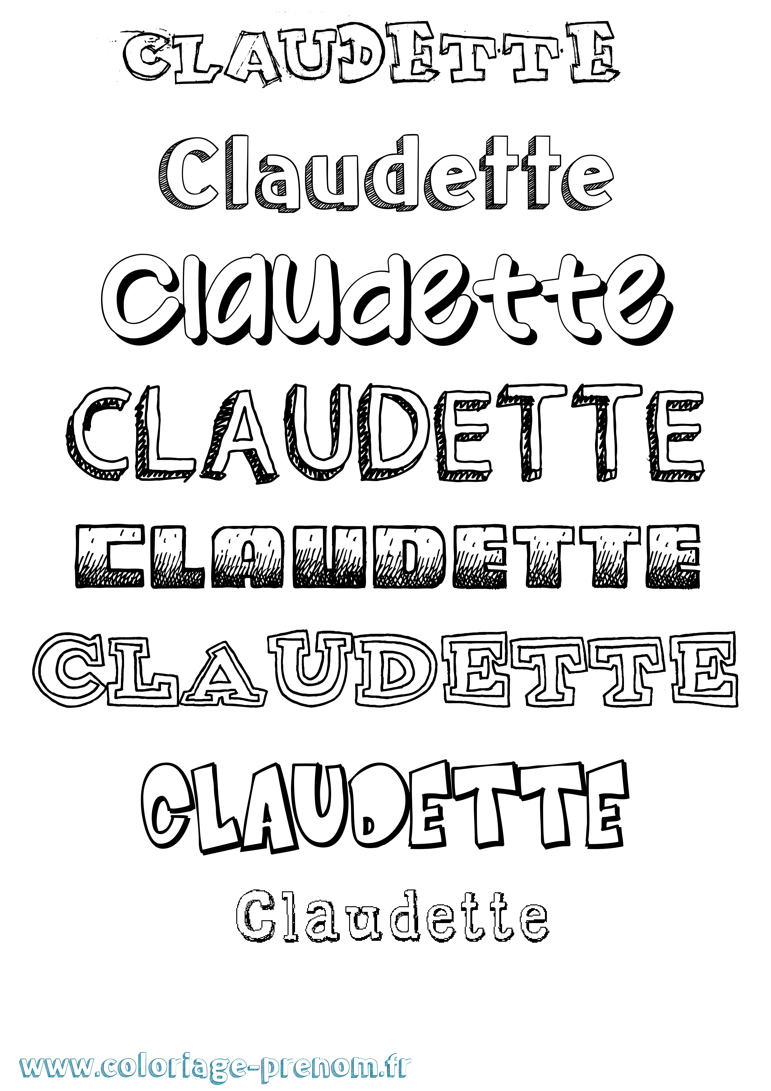 Coloriage Claudette Dessiné Coloriage prénom Claudette Dessiné