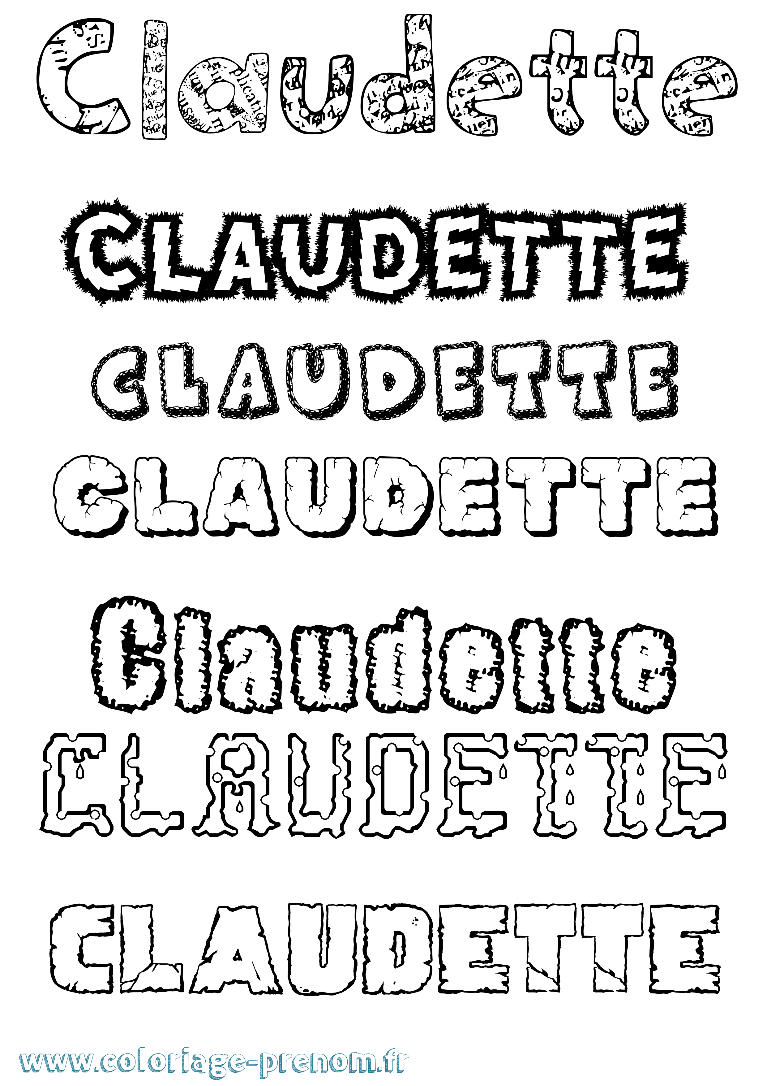 Coloriage Claudette Destructuré Coloriage prénom Claudette Destructuré