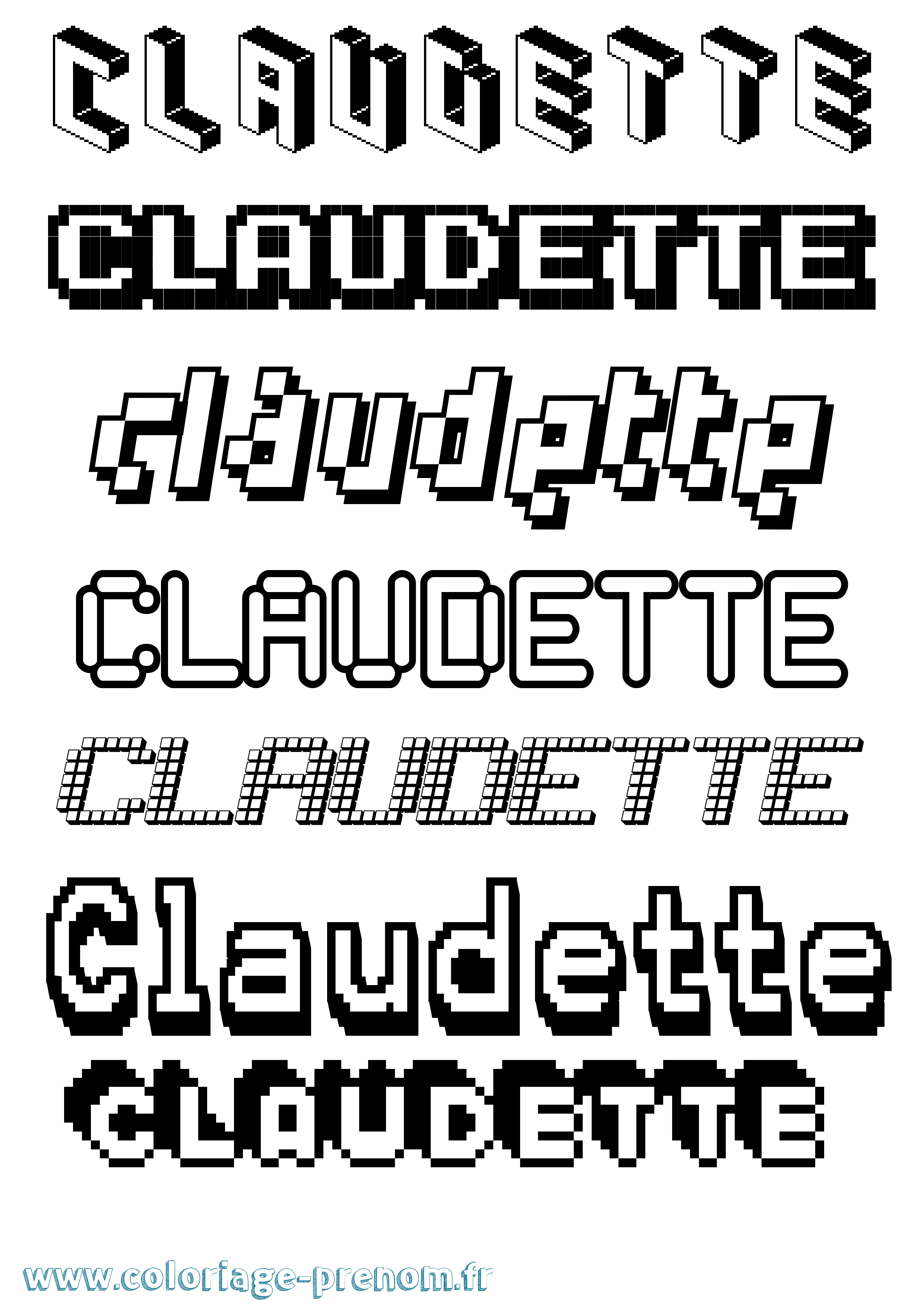 Coloriage Claudette Pixel Coloriage prénom Claudette Pixel