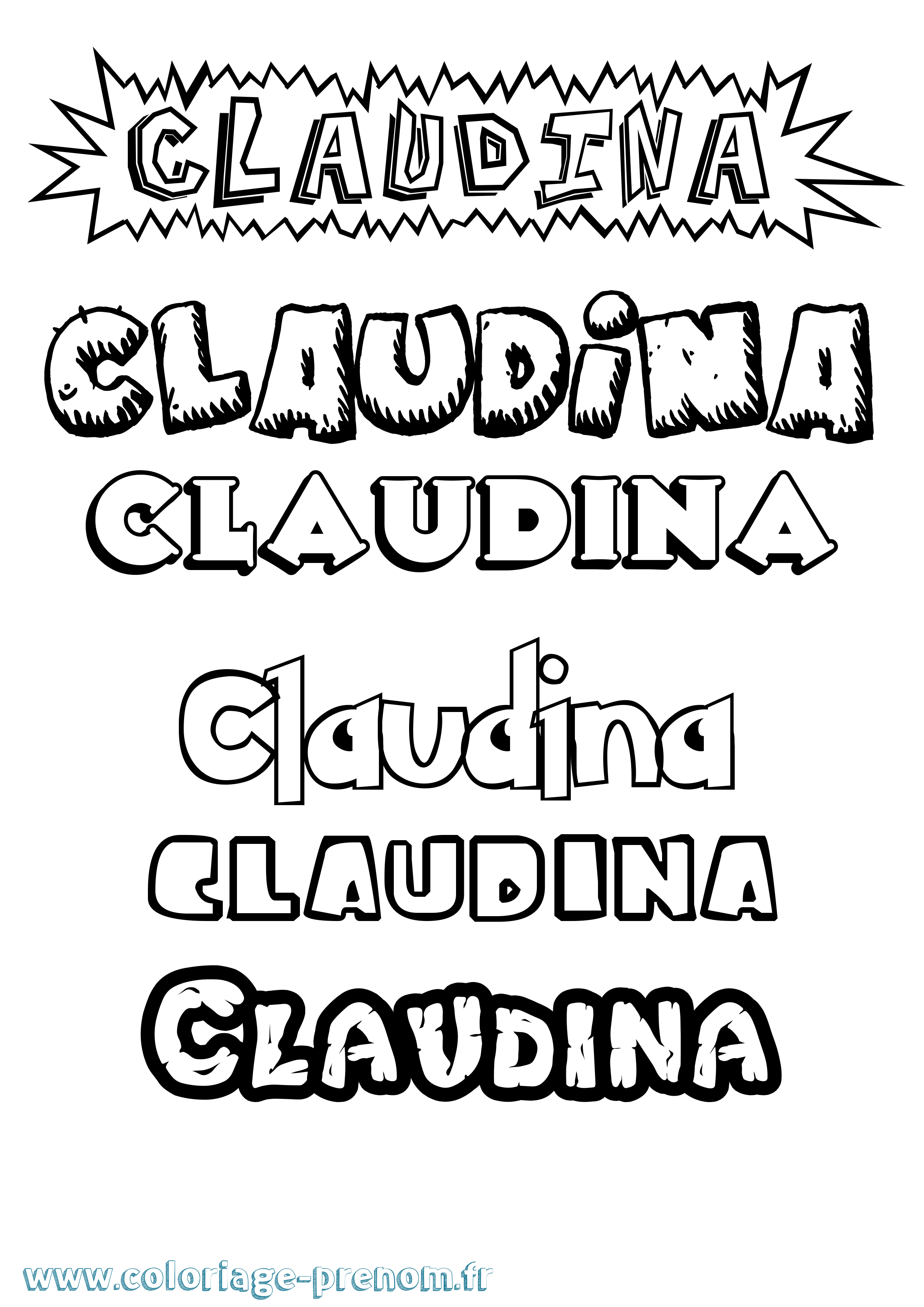 Coloriage Claudina Dessin Animé Coloriage prénom Claudina Dessin Animé