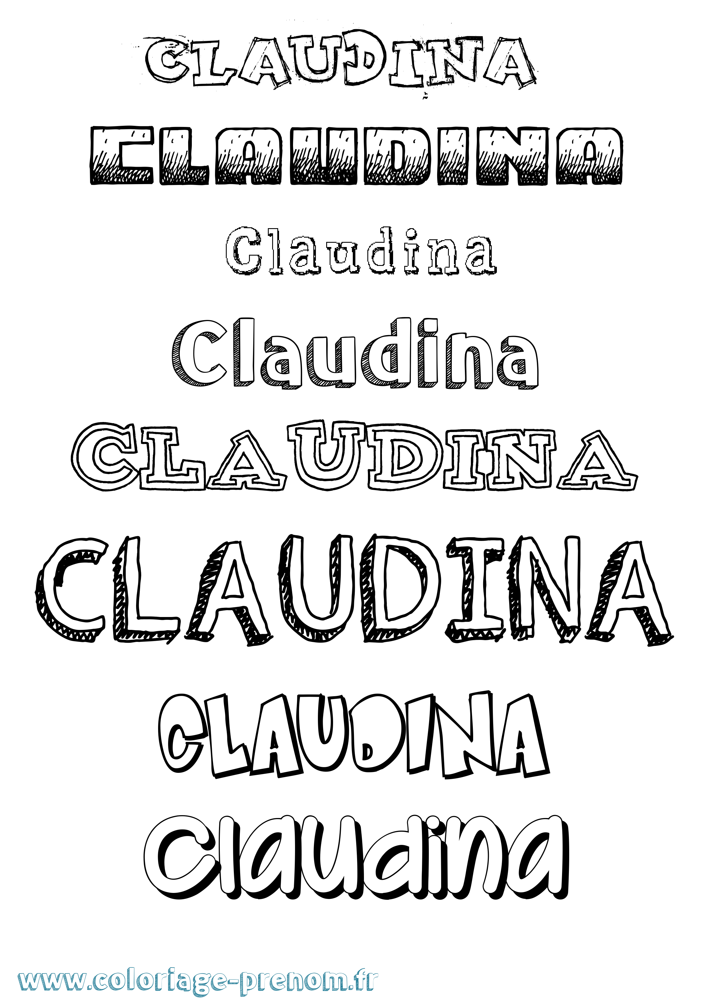 Coloriage Claudina Dessiné Coloriage prénom Claudina Dessiné