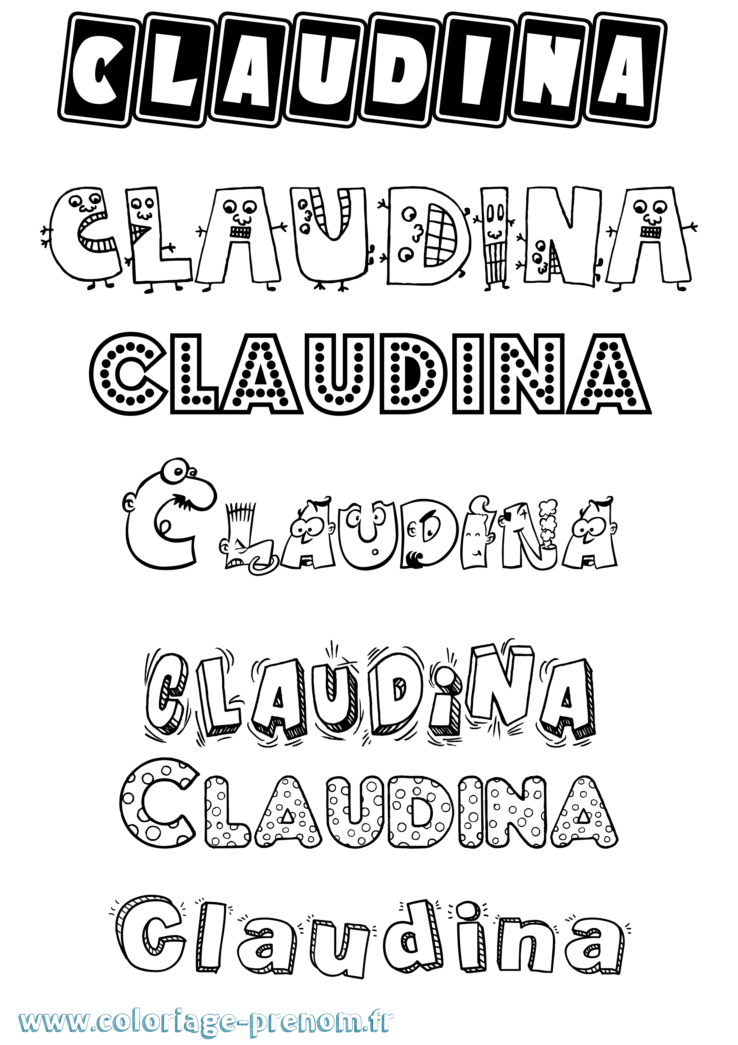 Coloriage Claudina Fun Coloriage prénom Claudina Fun