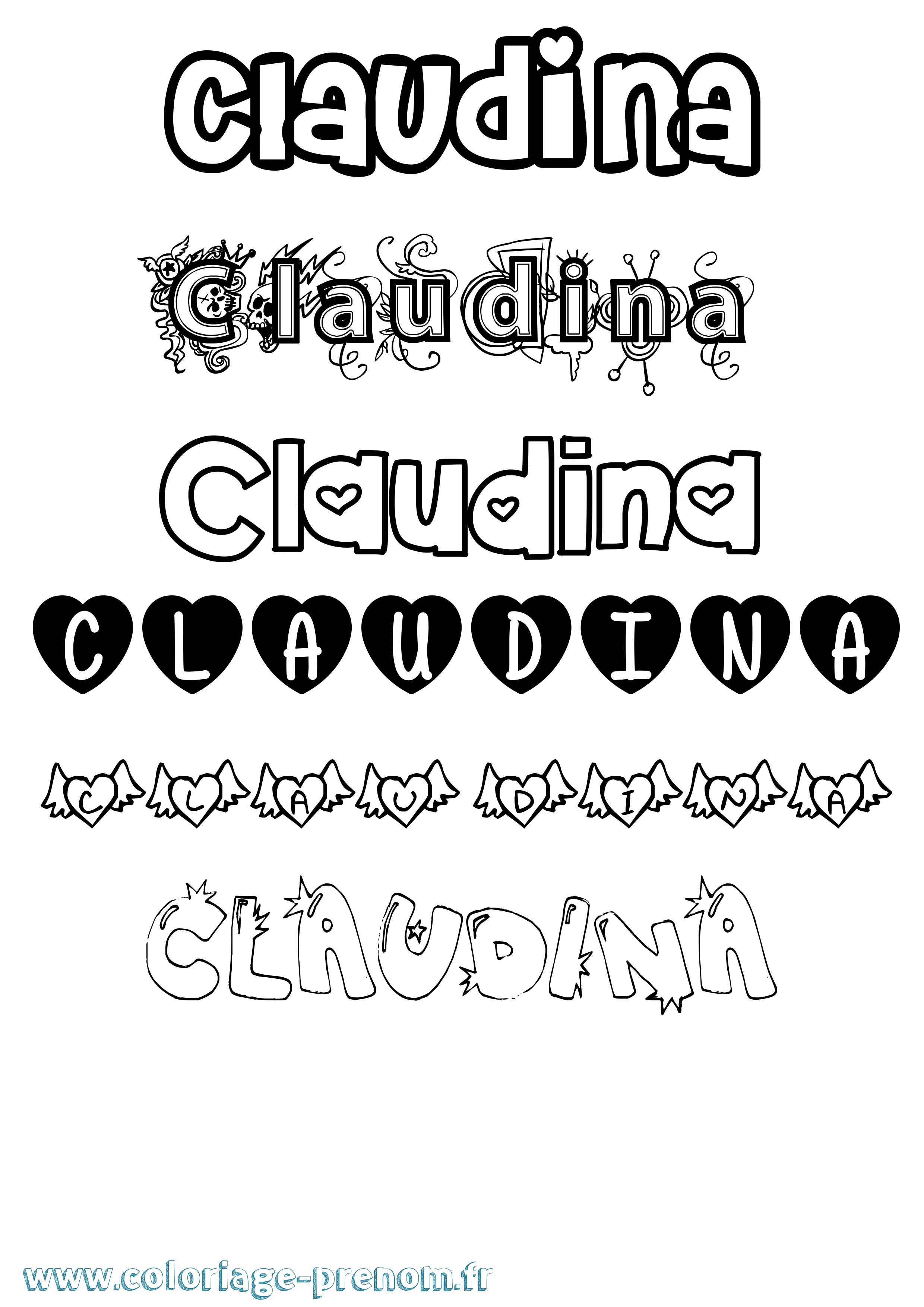 Coloriage Claudina Girly Coloriage prénom Claudina Girly
