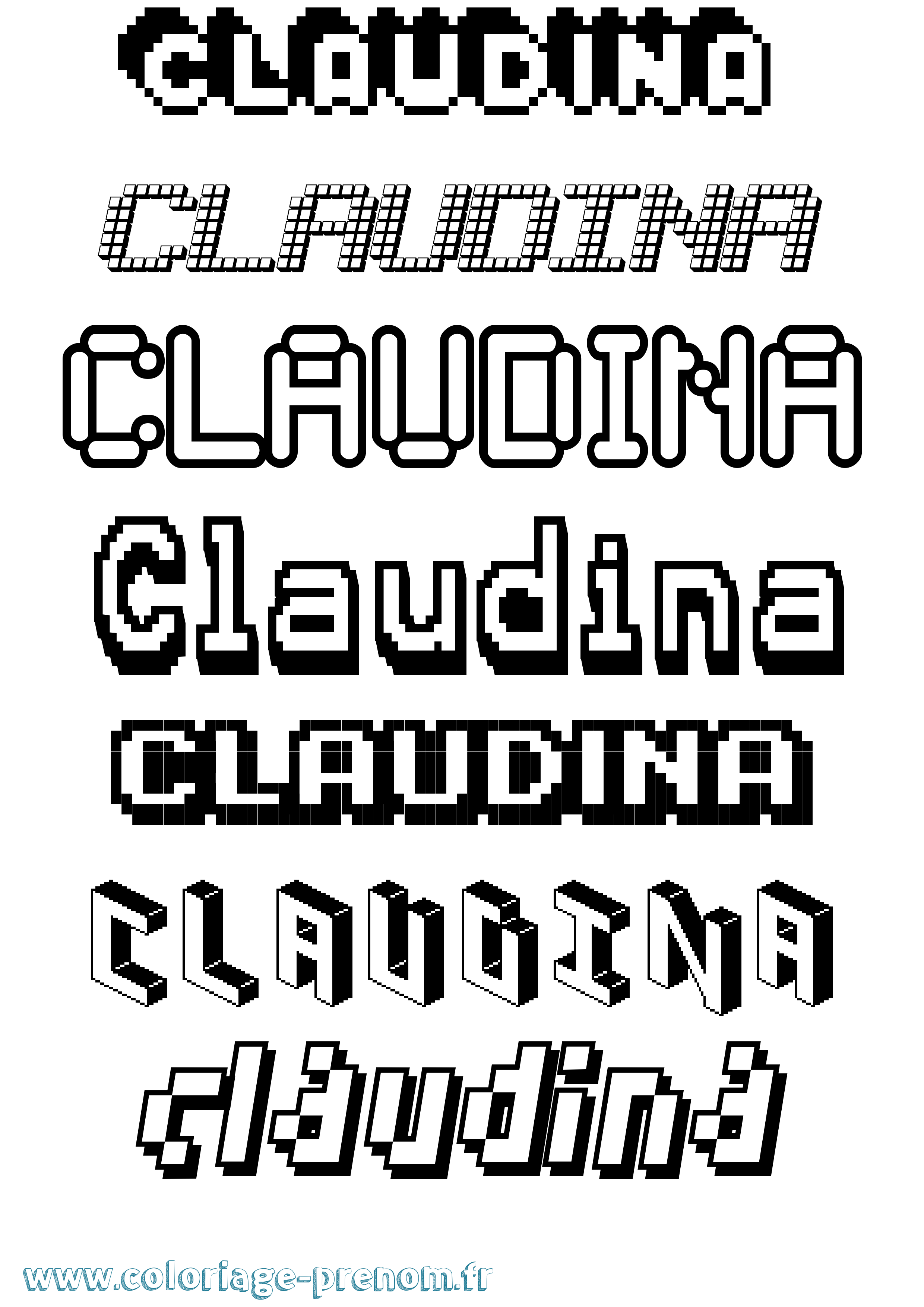 Coloriage Claudina Pixel Coloriage prénom Claudina Pixel