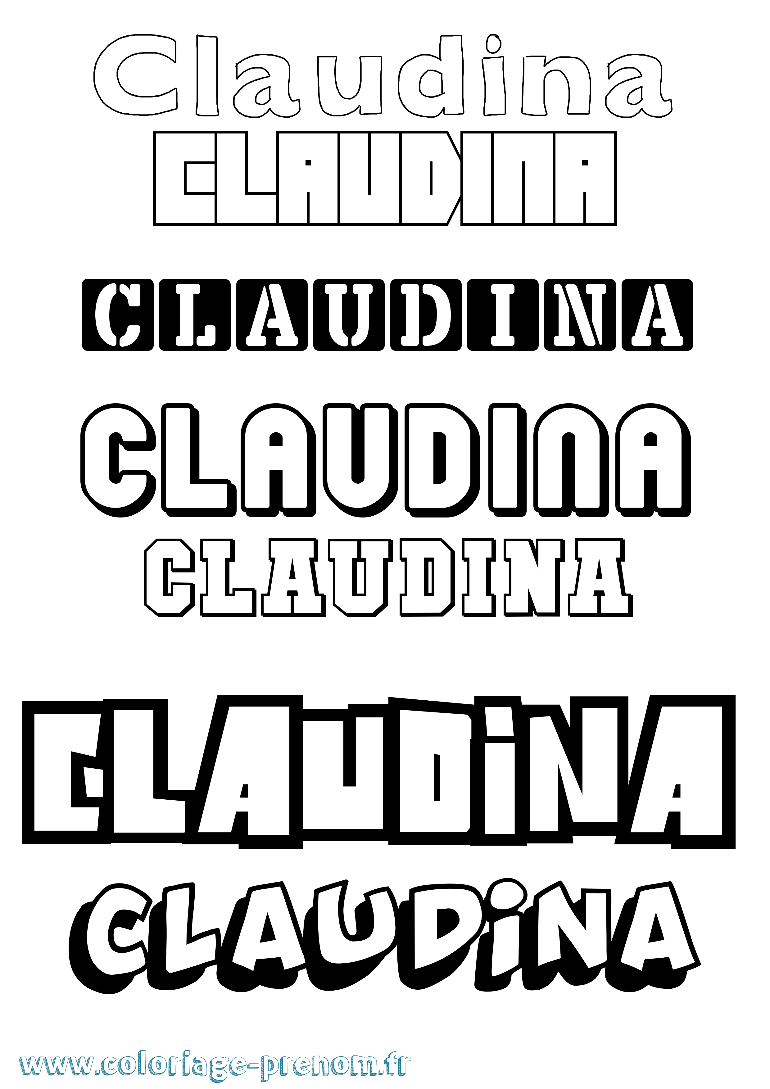 Coloriage Claudina Simple Coloriage prénom Claudina Simple