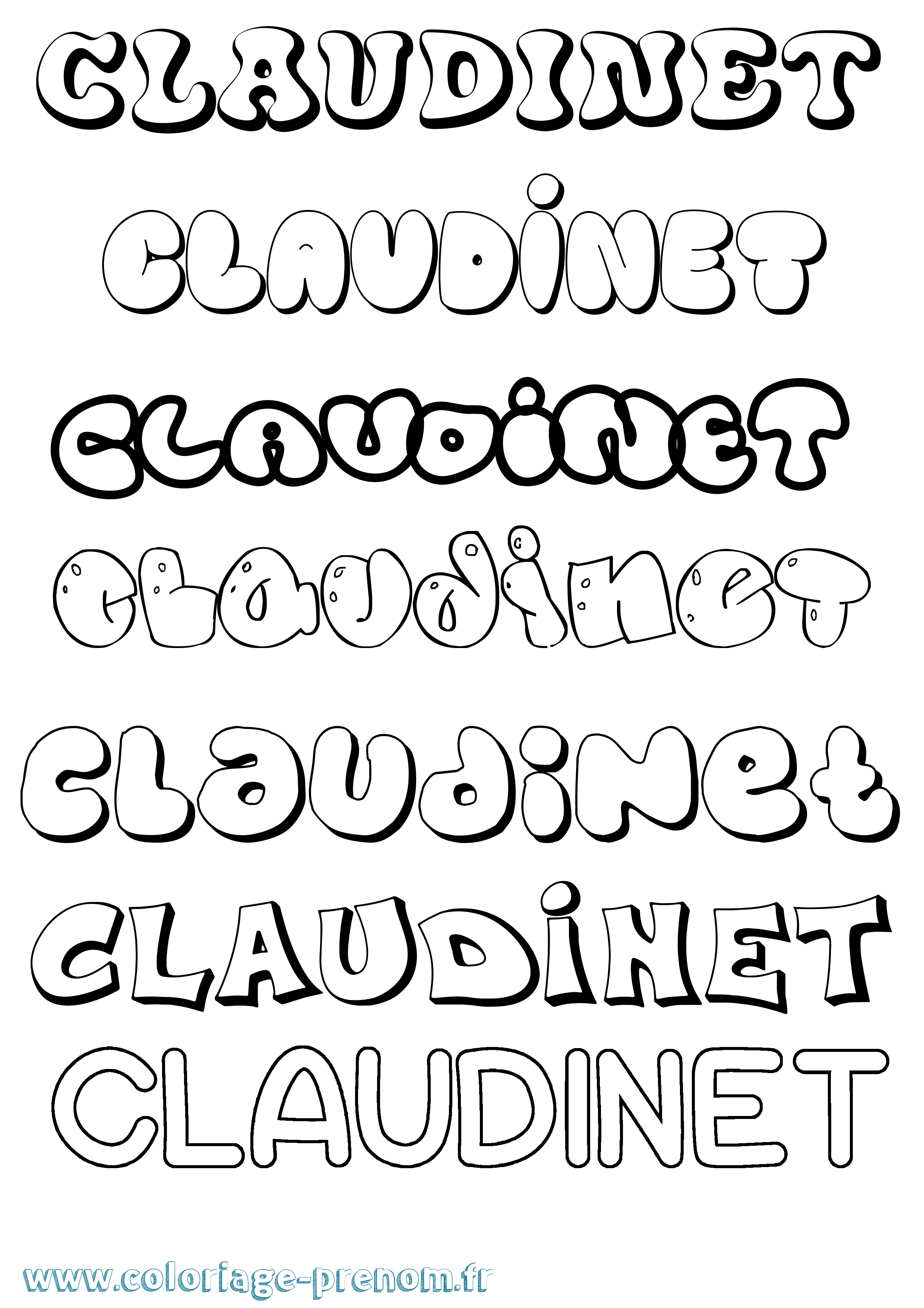 Coloriage Claudinet Bubble Coloriage prénom Claudinet Bubble