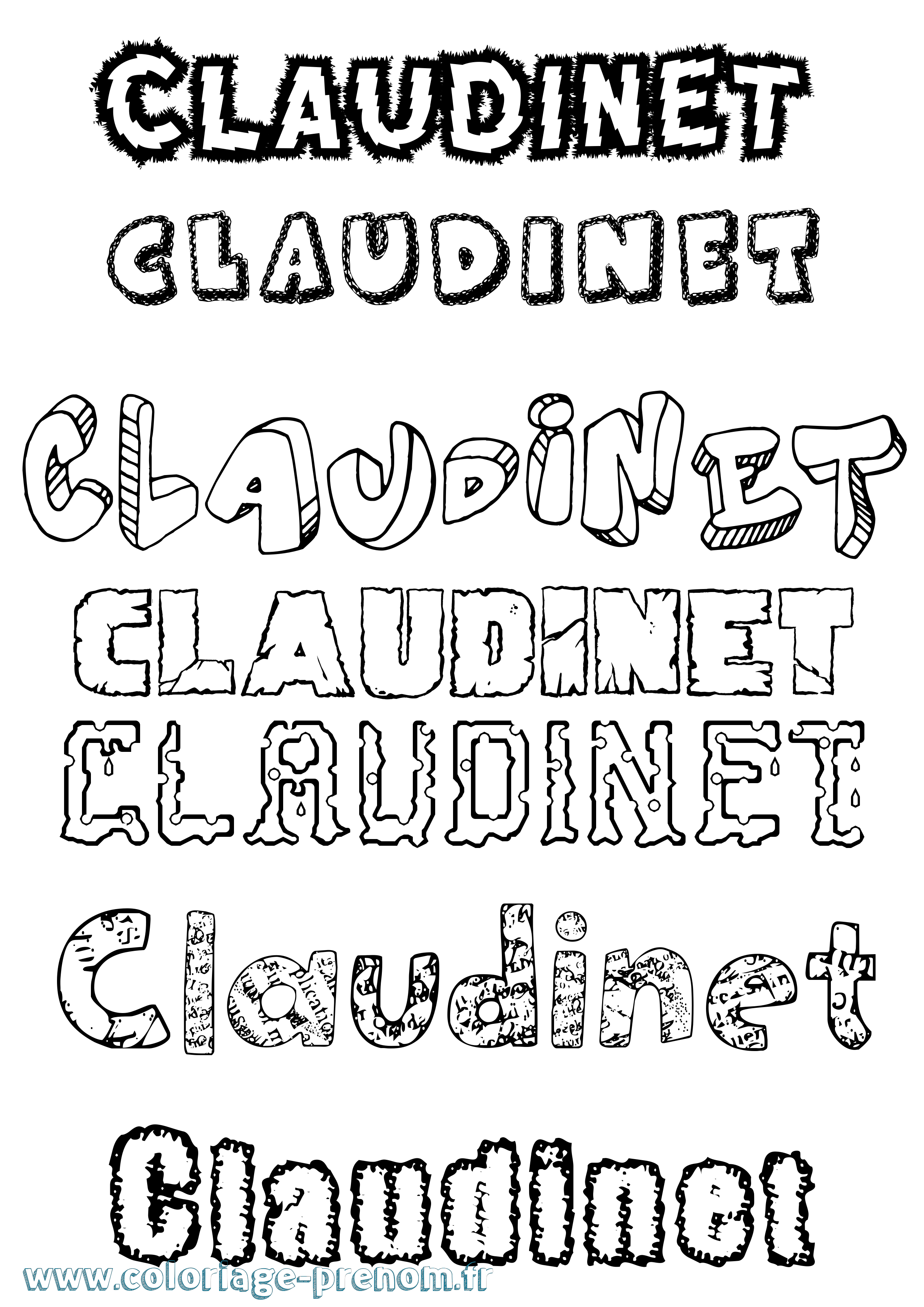 Coloriage Claudinet Destructuré Coloriage prénom Claudinet Destructuré