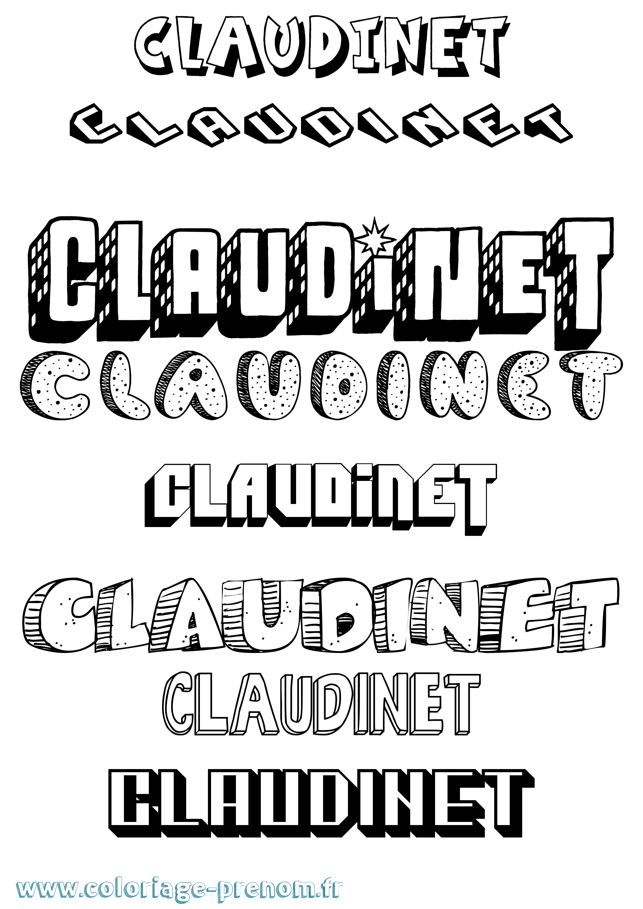 Coloriage Claudinet Effet 3D Coloriage prénom Claudinet Effet 3D