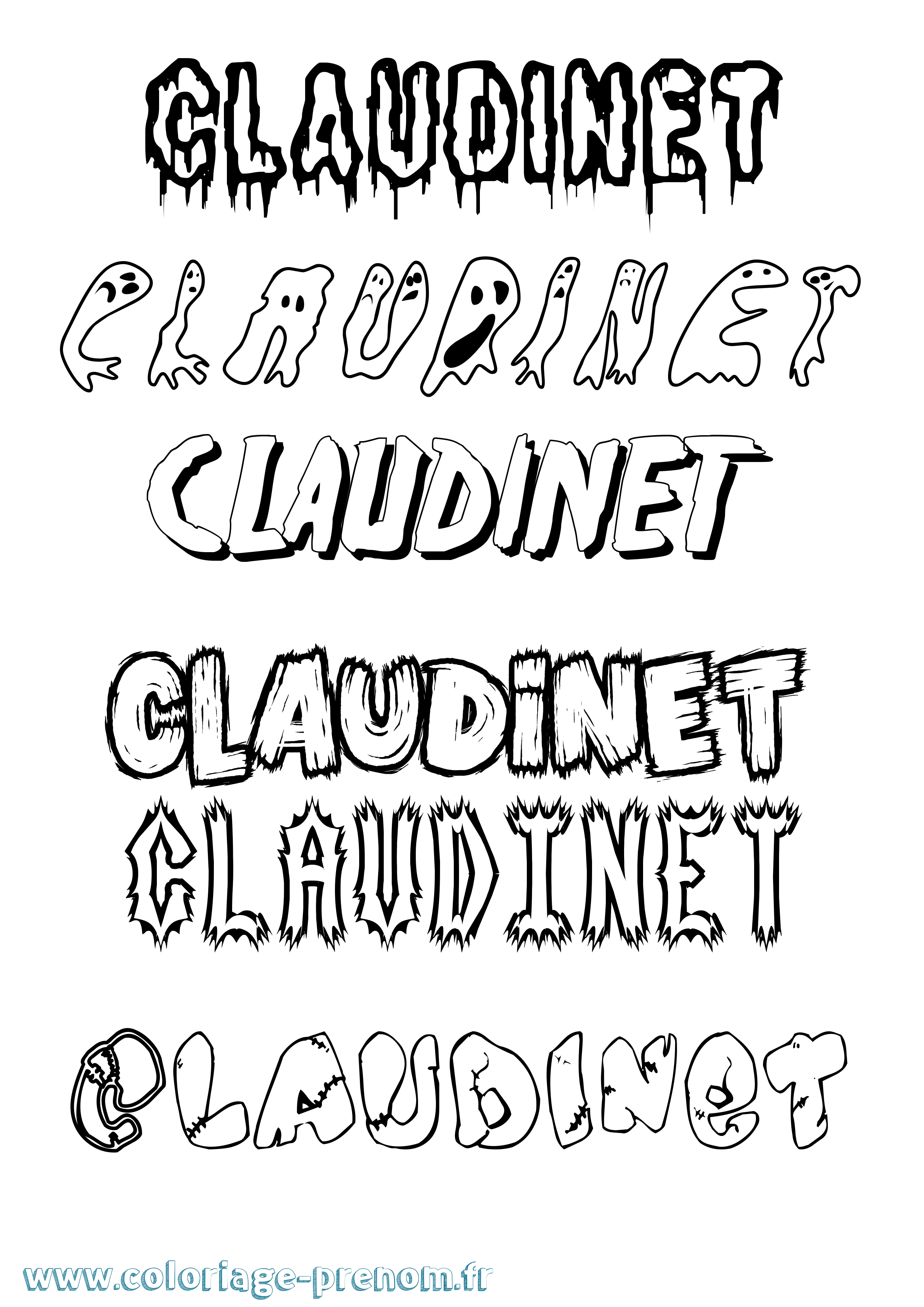 Coloriage Claudinet Frisson Coloriage prénom Claudinet Frisson