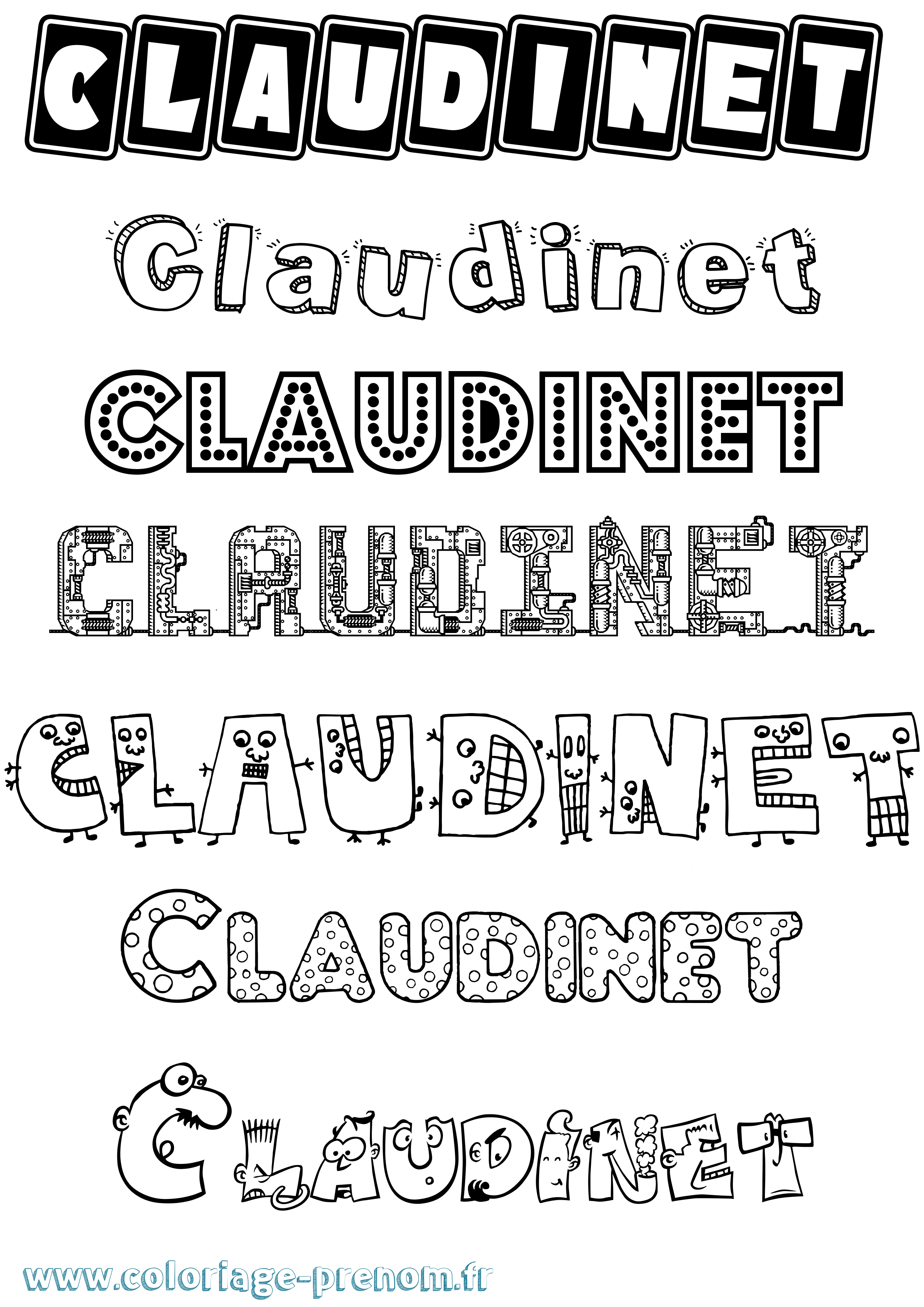 Coloriage Claudinet Fun Coloriage prénom Claudinet Fun
