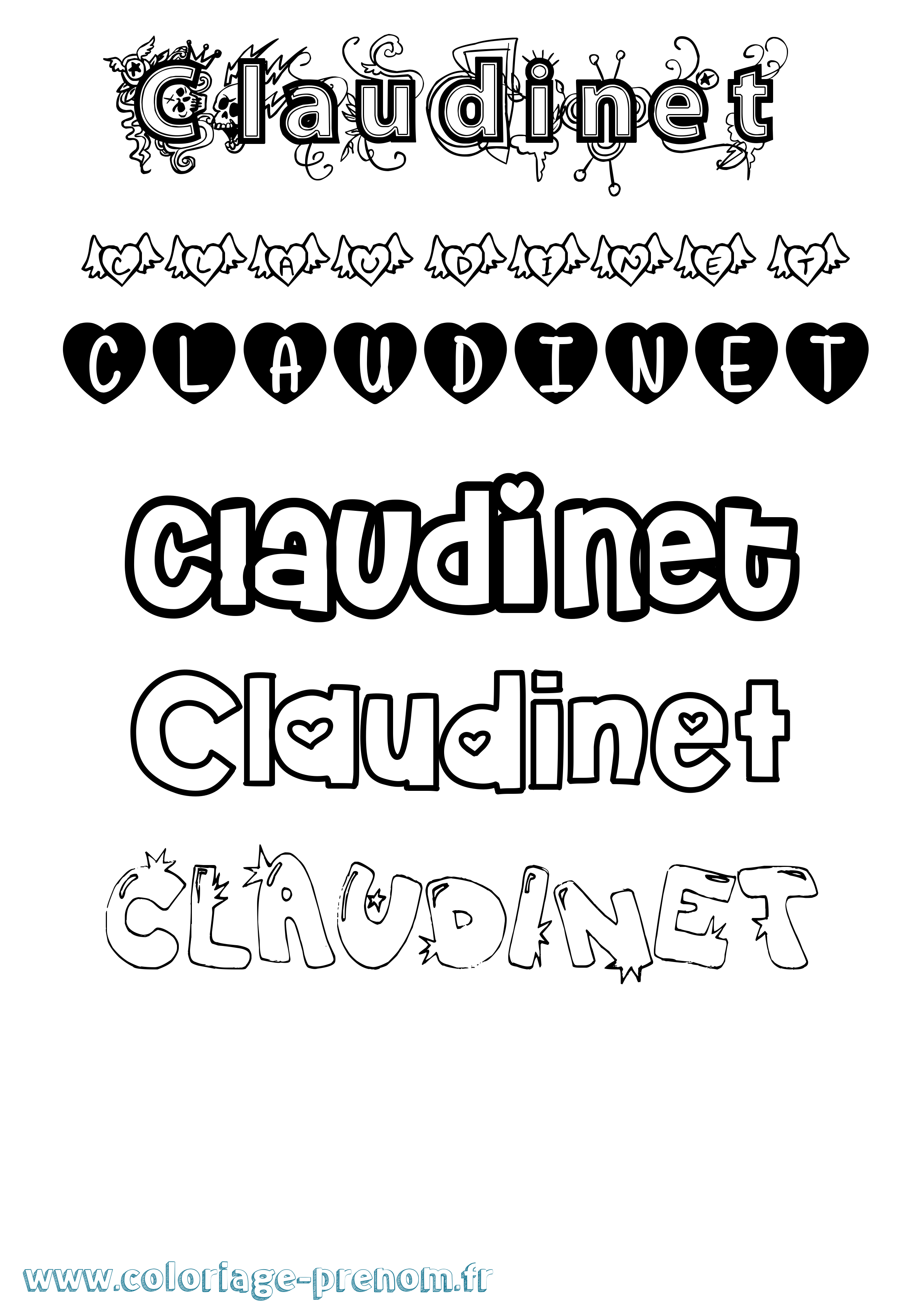 Coloriage Claudinet Girly Coloriage prénom Claudinet Girly