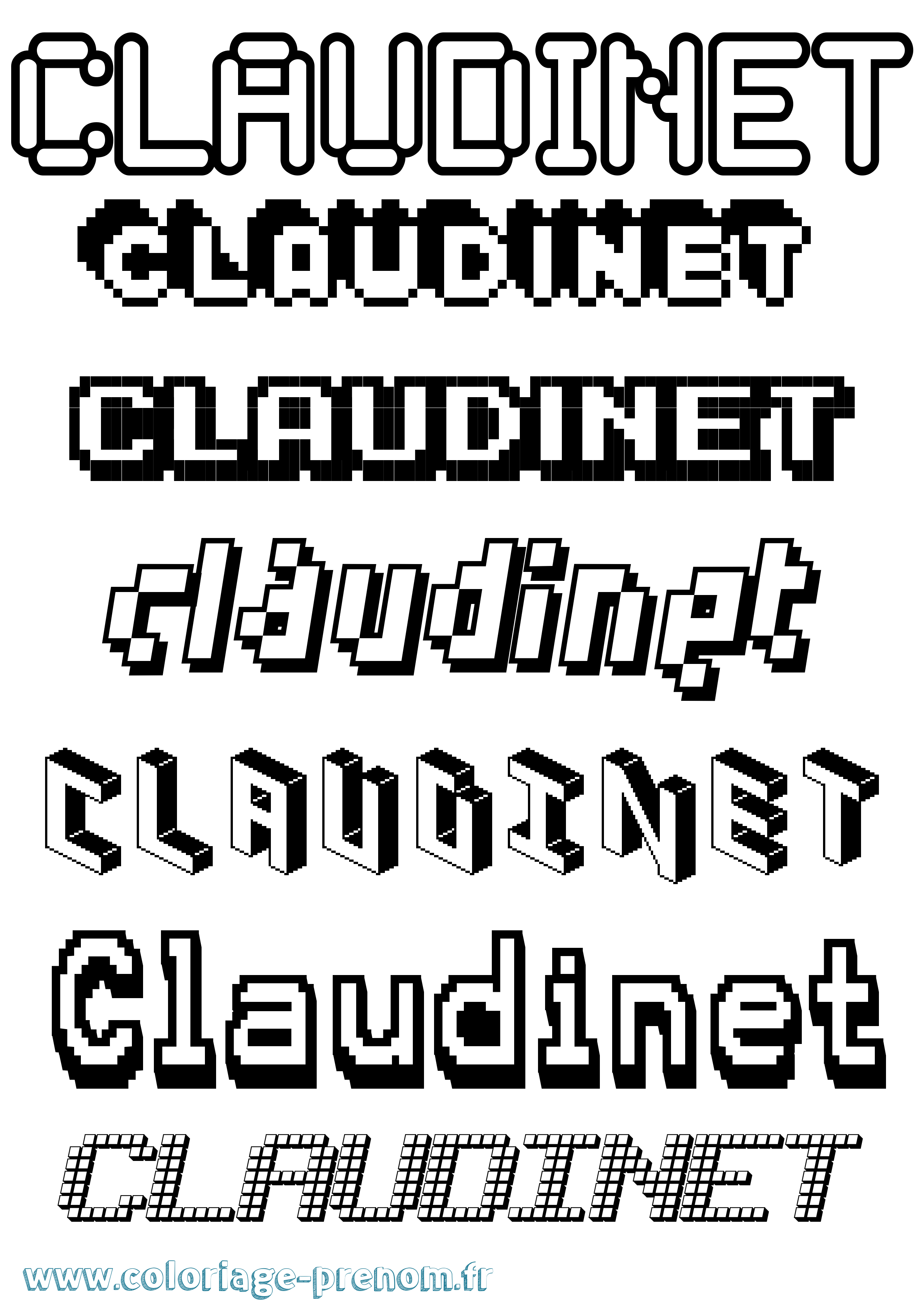 Coloriage Claudinet Pixel Coloriage prénom Claudinet Pixel