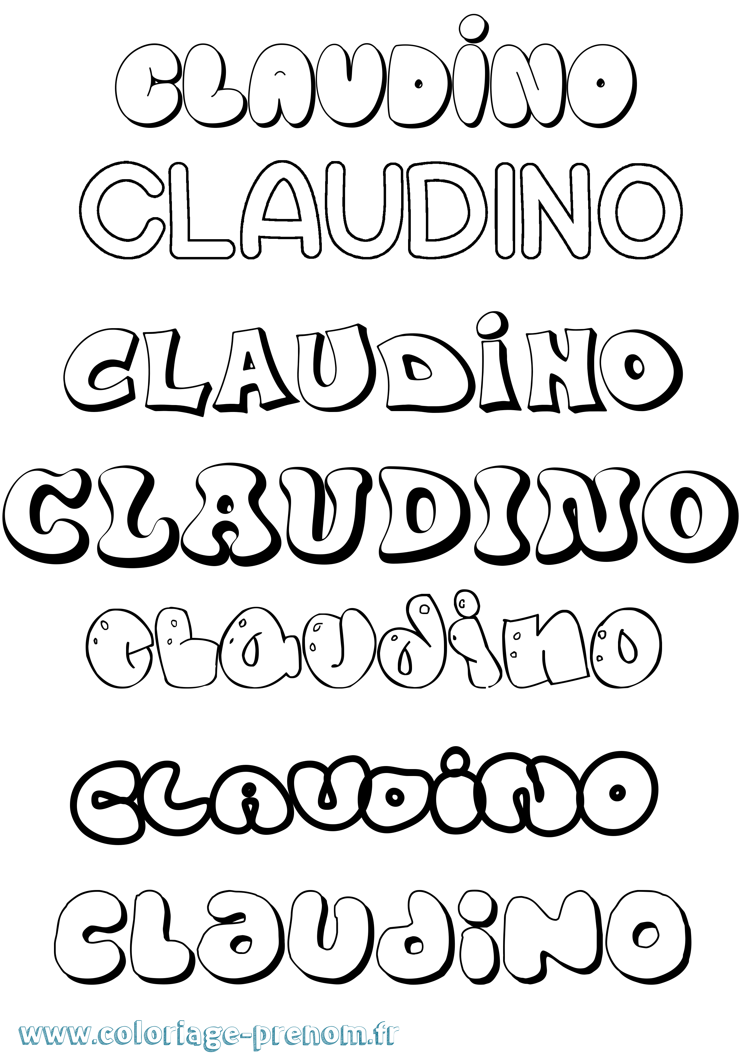 Coloriage Claudino Bubble Coloriage prénom Claudino Bubble