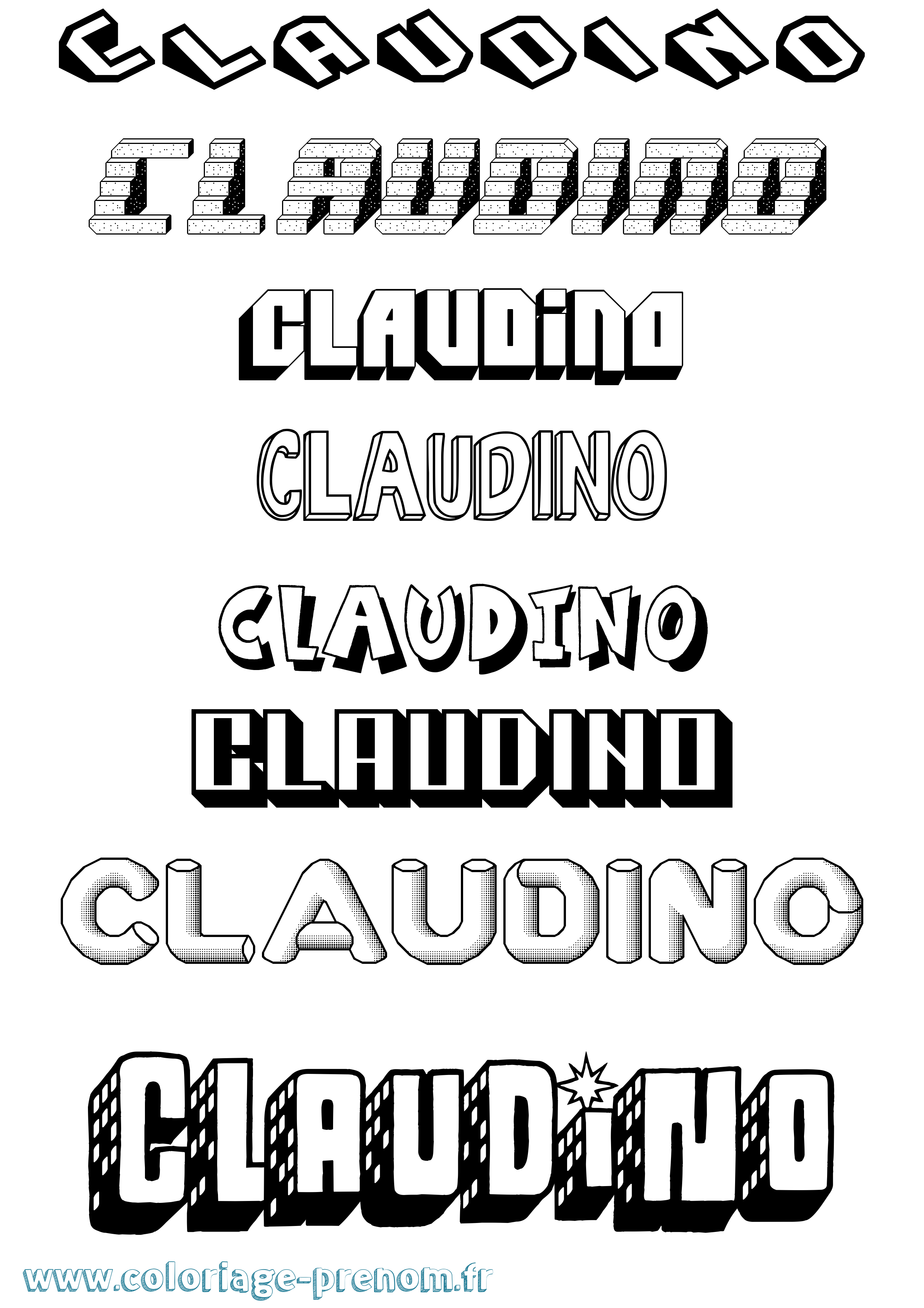 Coloriage Claudino Effet 3D Coloriage prénom Claudino Effet 3D