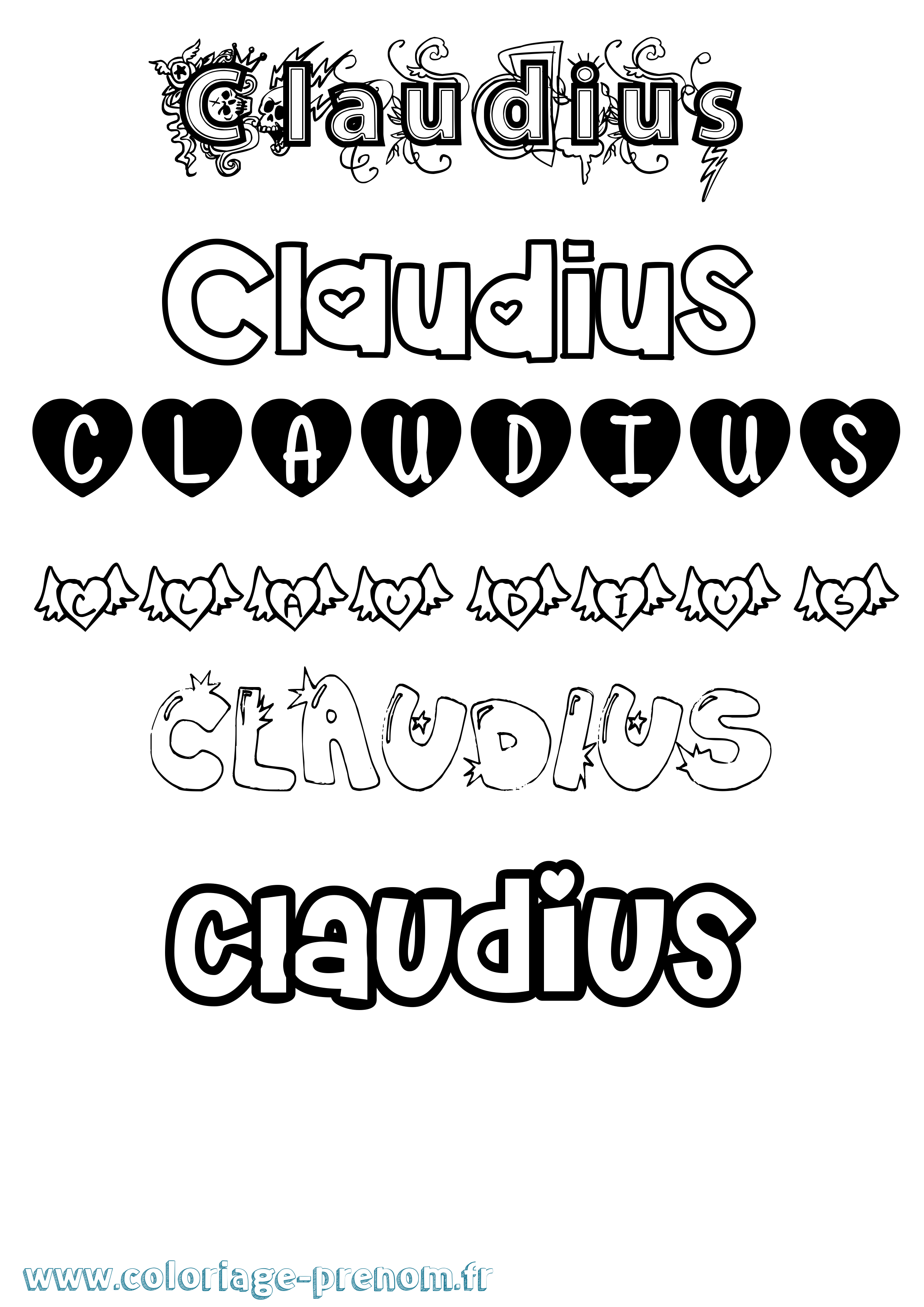 Coloriage Claudius Girly Coloriage prénom Claudius Girly