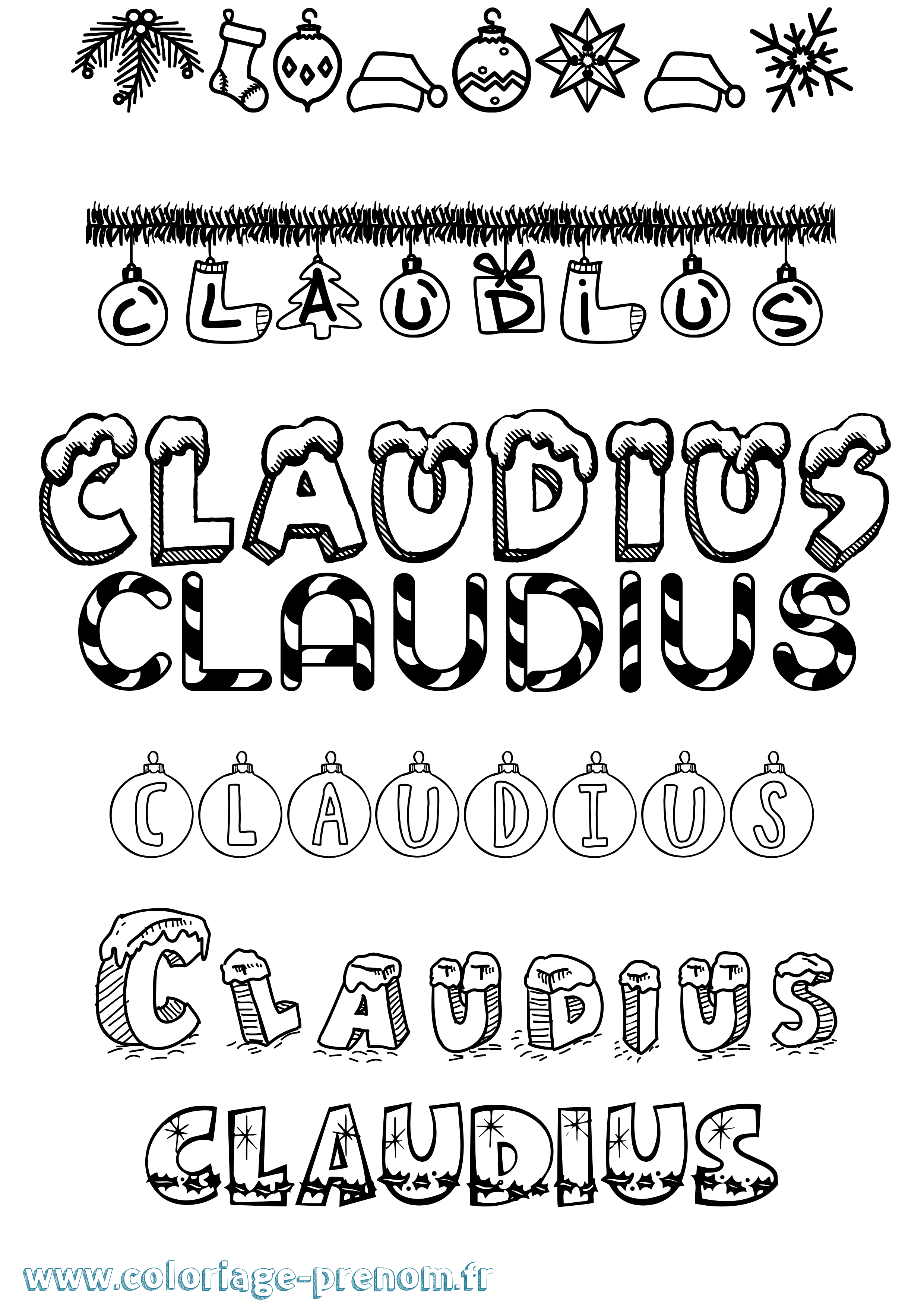 Coloriage Claudius Noël Coloriage prénom Claudius Noël