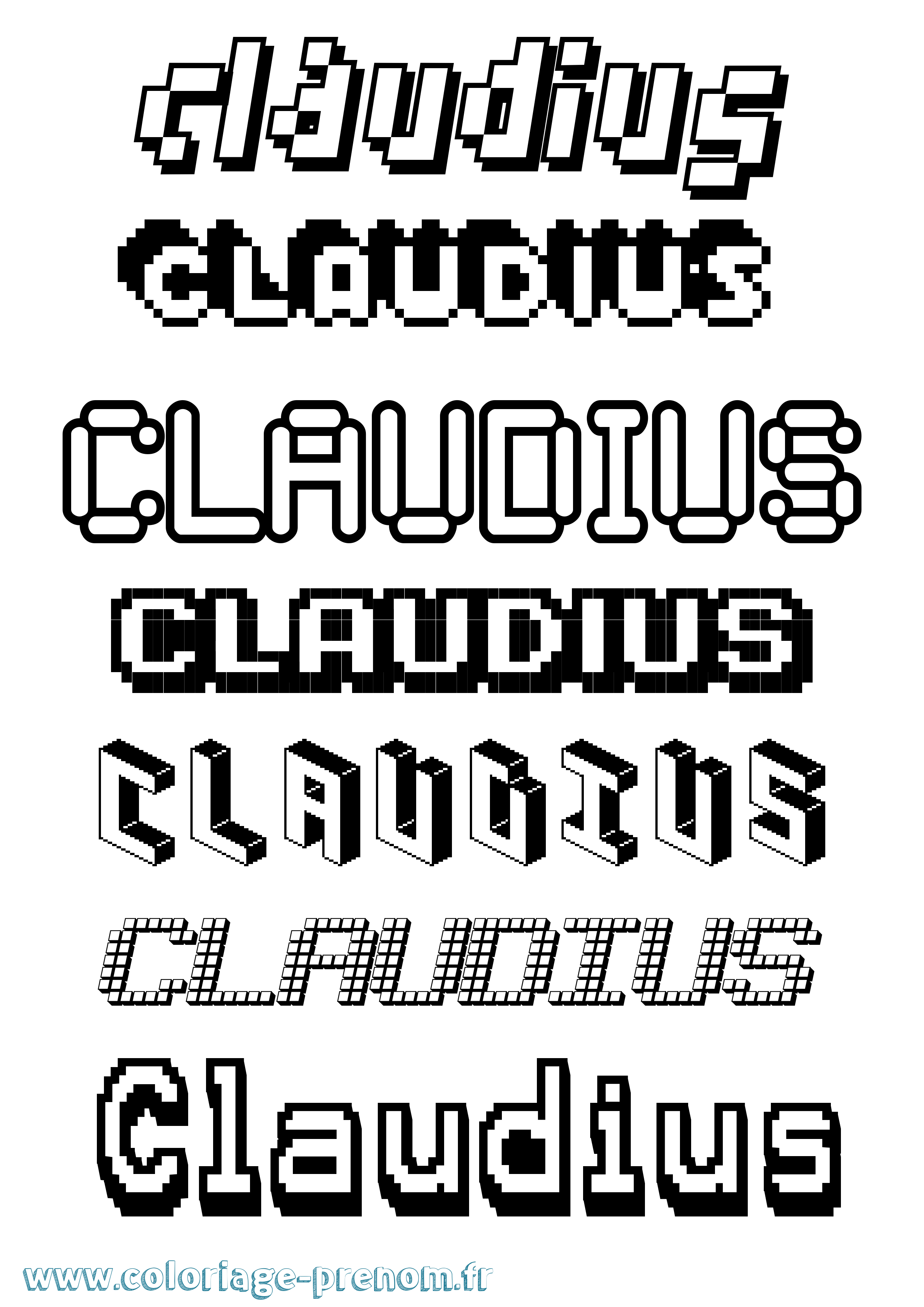 Coloriage Claudius Pixel Coloriage prénom Claudius Pixel