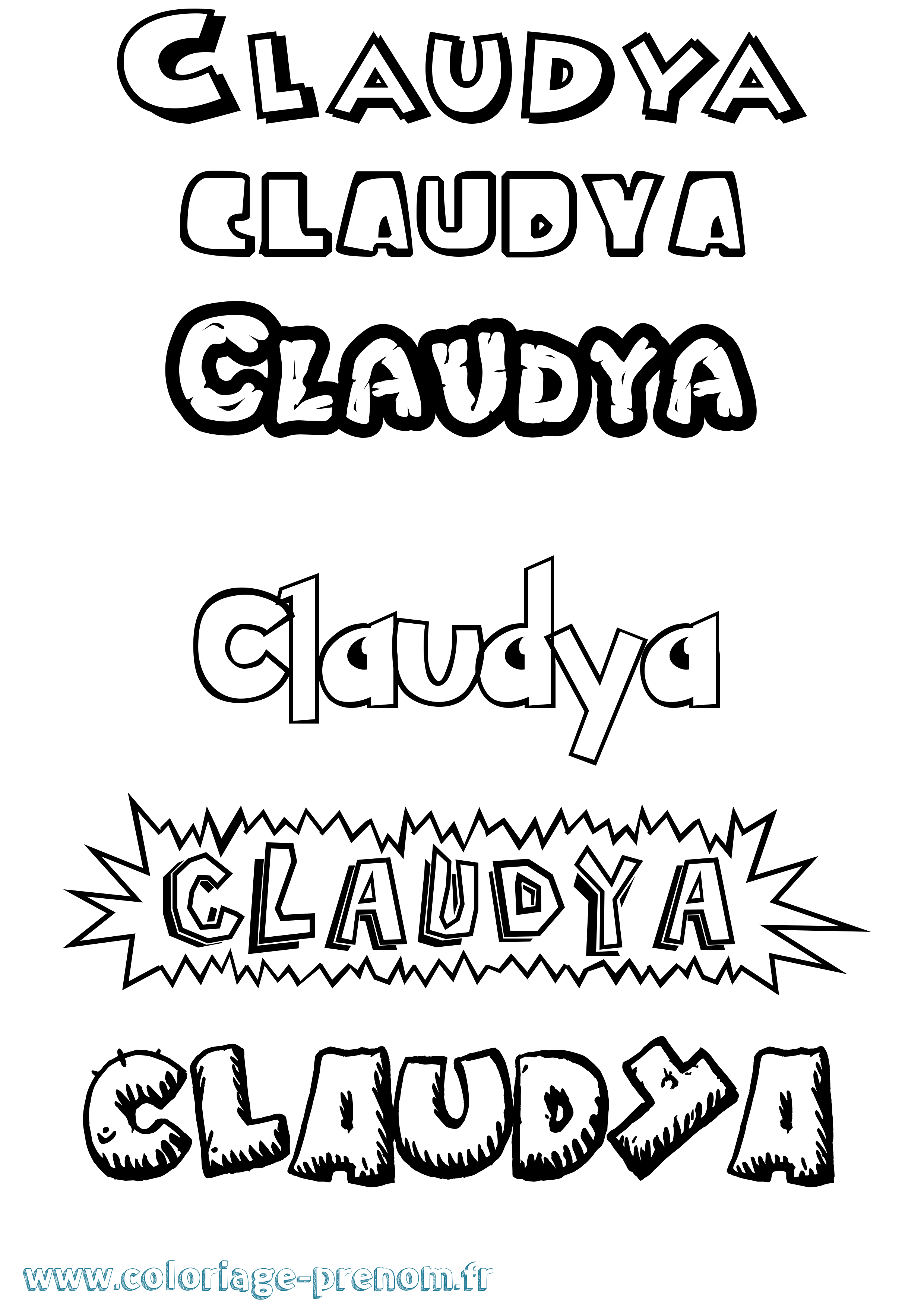 Coloriage Claudya Dessin Animé Coloriage prénom Claudya Dessin Animé