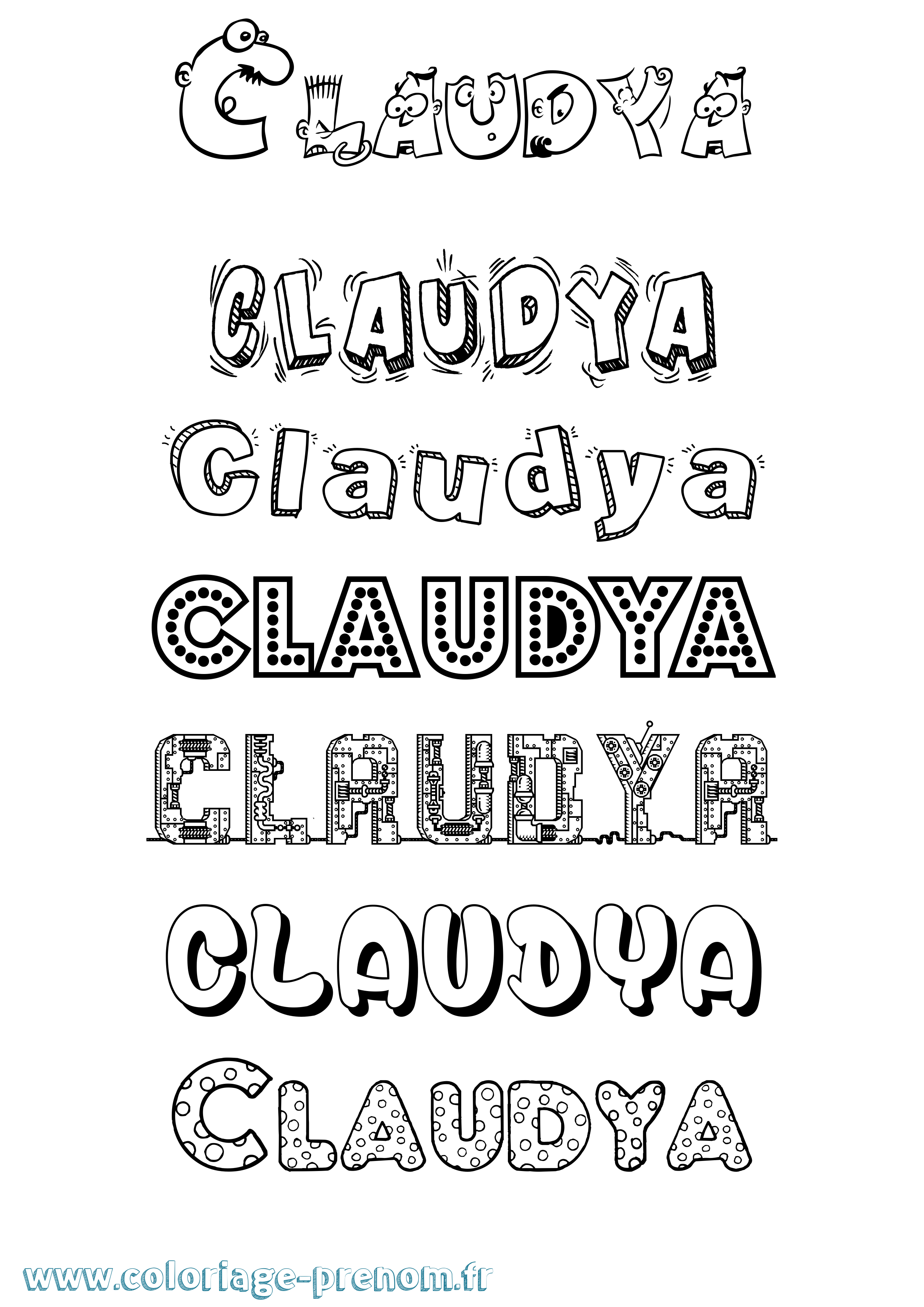 Coloriage Claudya Fun Coloriage prénom Claudya Fun