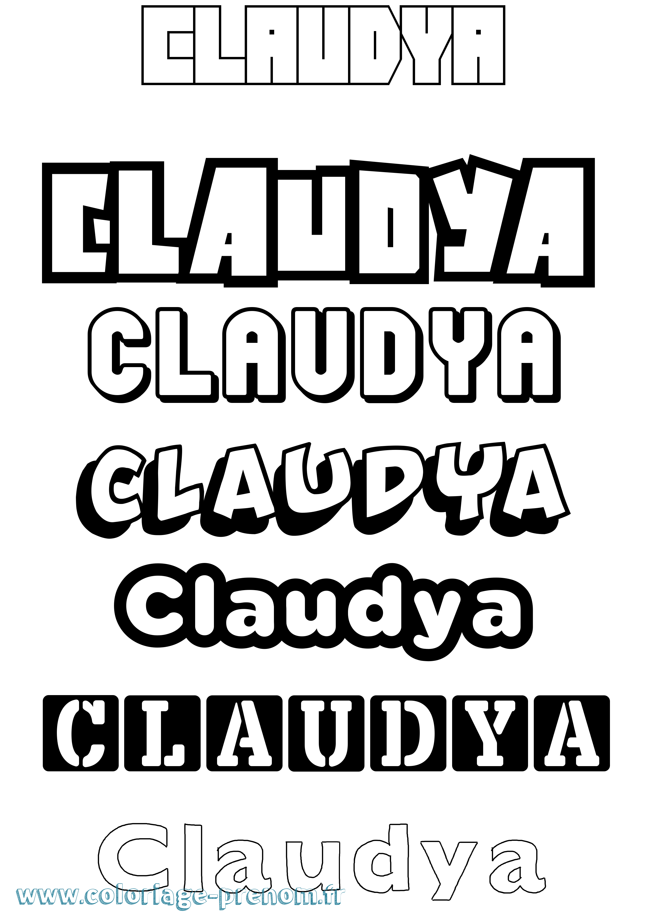 Coloriage Claudya Simple Coloriage prénom Claudya Simple