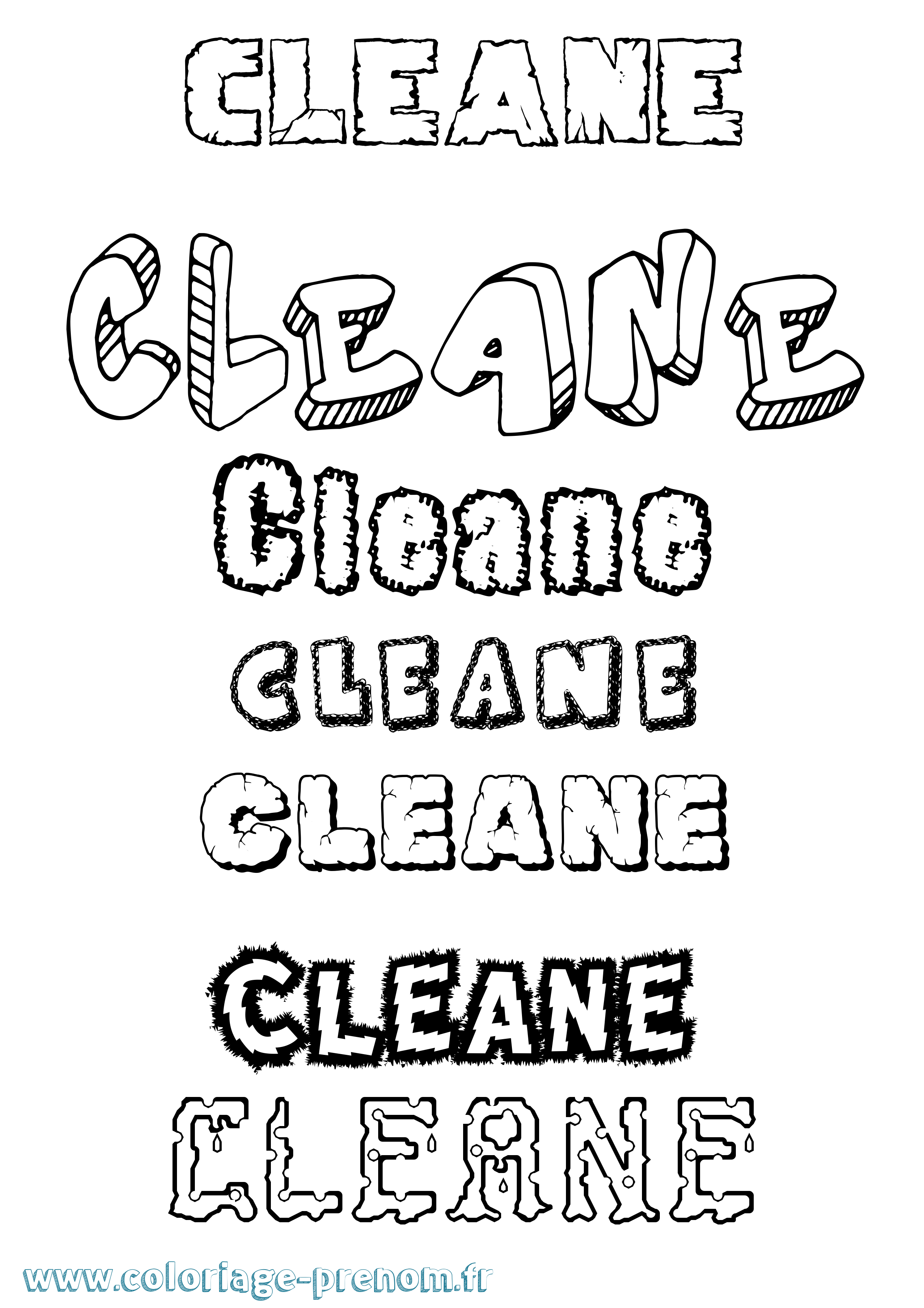 Coloriage Cleane Destructuré Coloriage prénom Cleane Destructuré