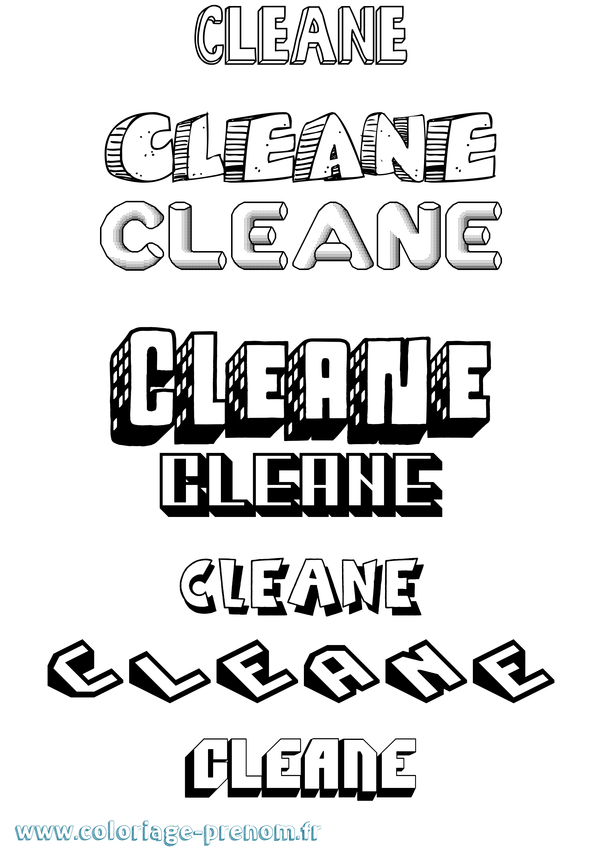 Coloriage Cleane Effet 3D Coloriage prénom Cleane Effet 3D