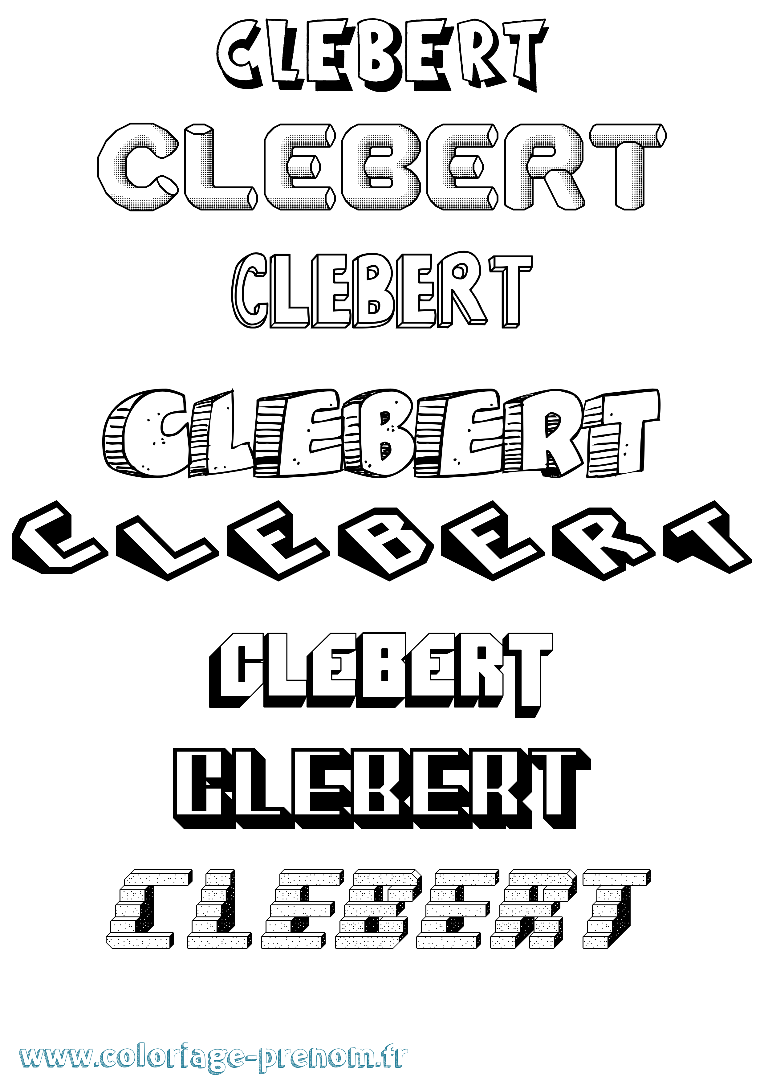 Coloriage Clebert Effet 3D Coloriage prénom Clebert Effet 3D