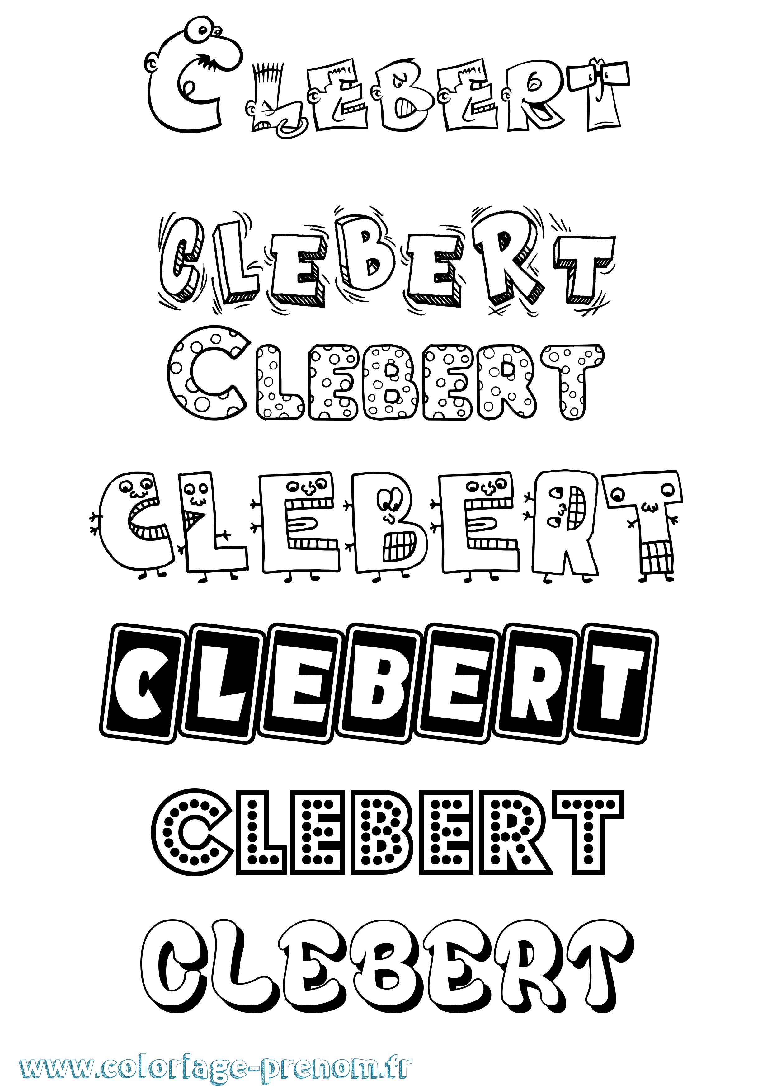 Coloriage Clebert Fun Coloriage prénom Clebert Fun