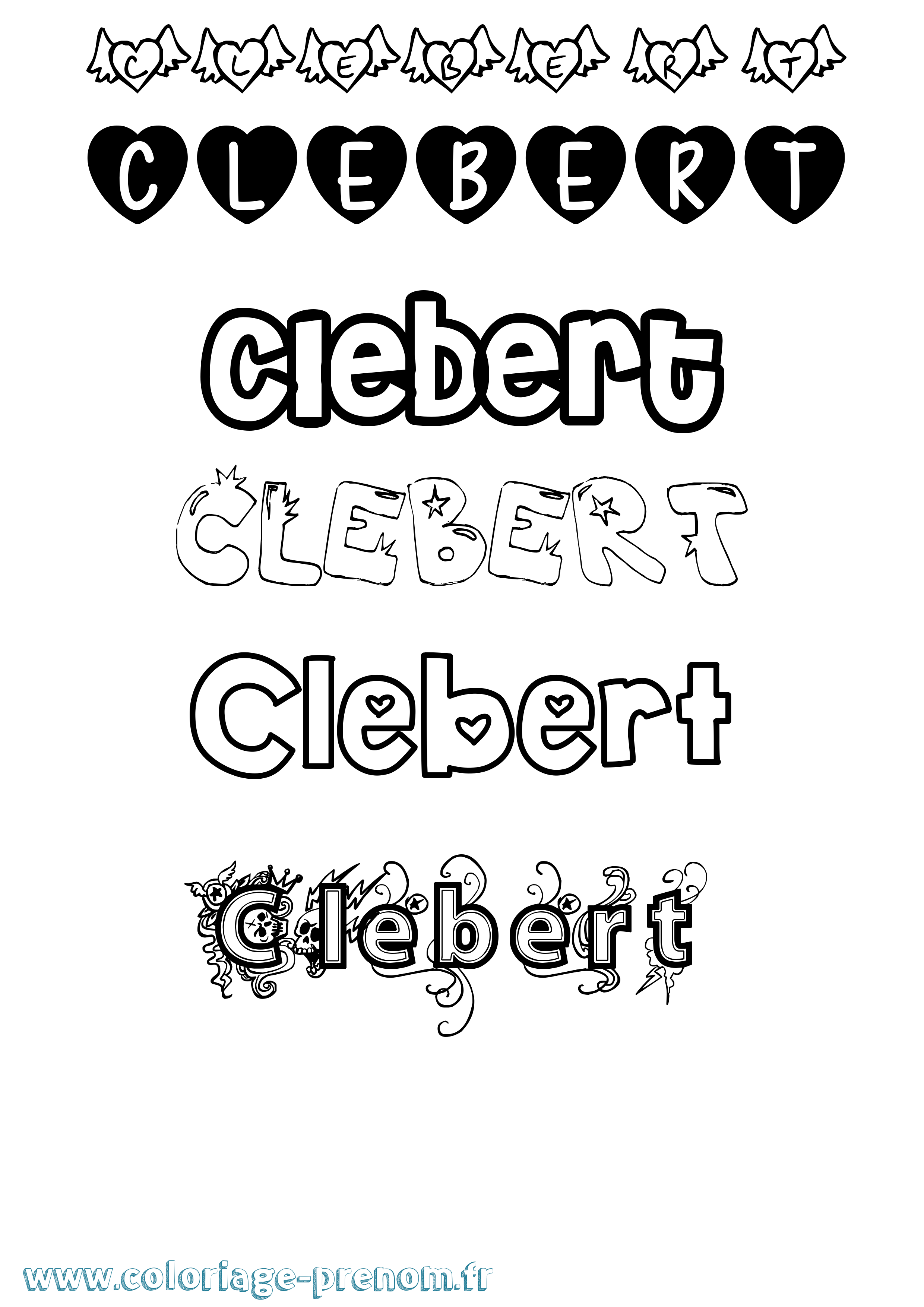 Coloriage Clebert Girly Coloriage prénom Clebert Girly