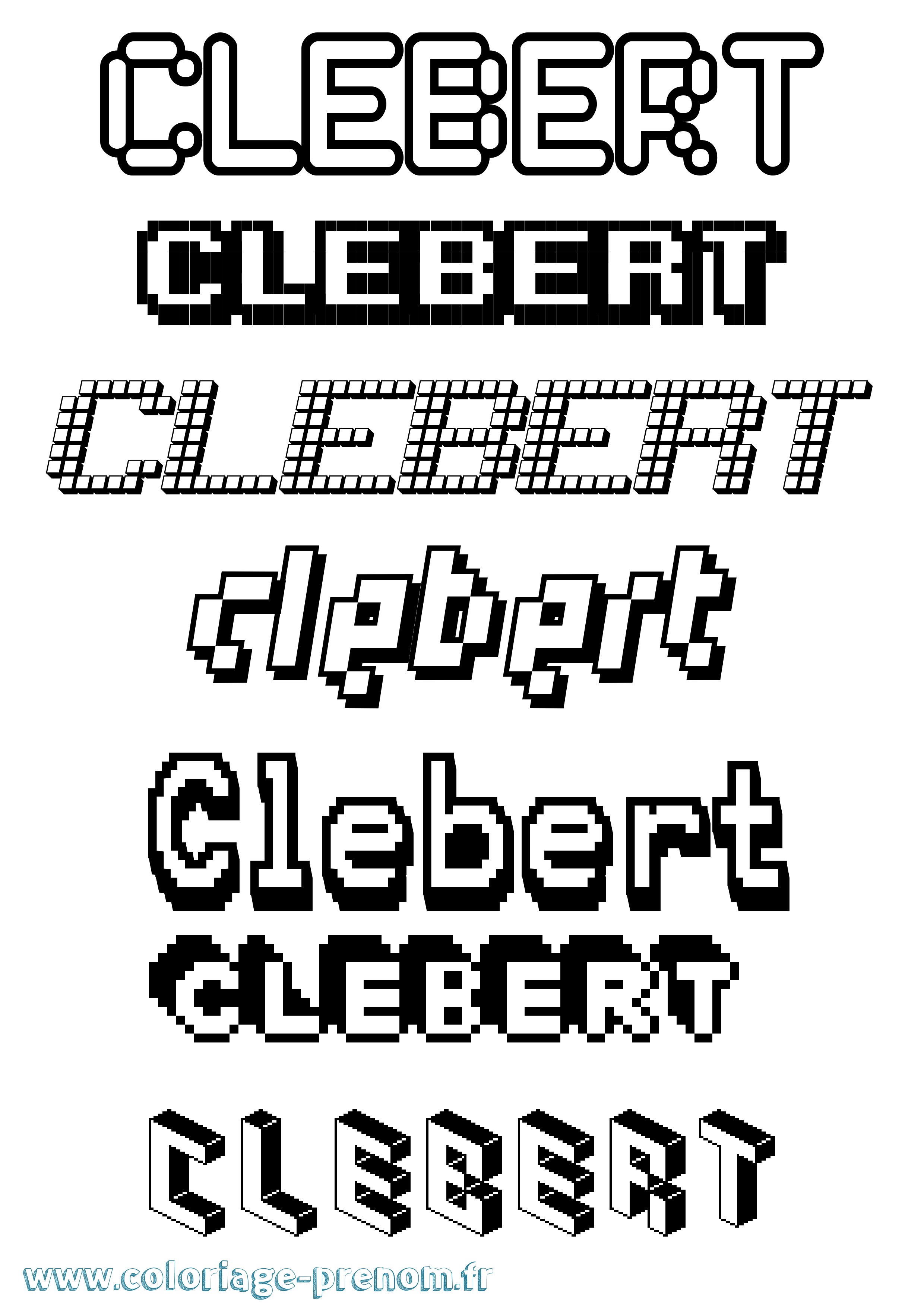 Coloriage Clebert Pixel Coloriage prénom Clebert Pixel