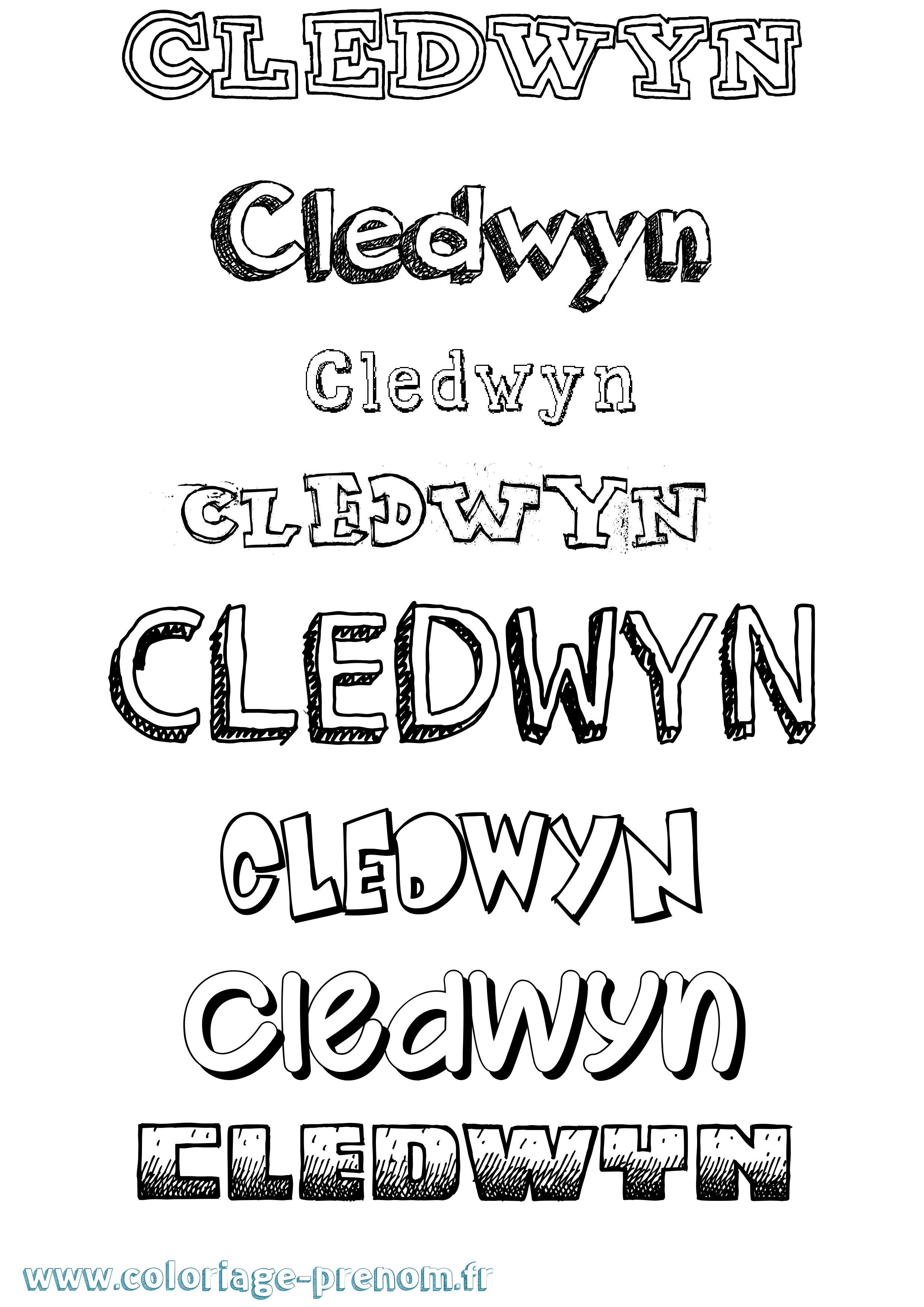 Coloriage Cledwyn Dessiné Coloriage prénom Cledwyn Dessiné