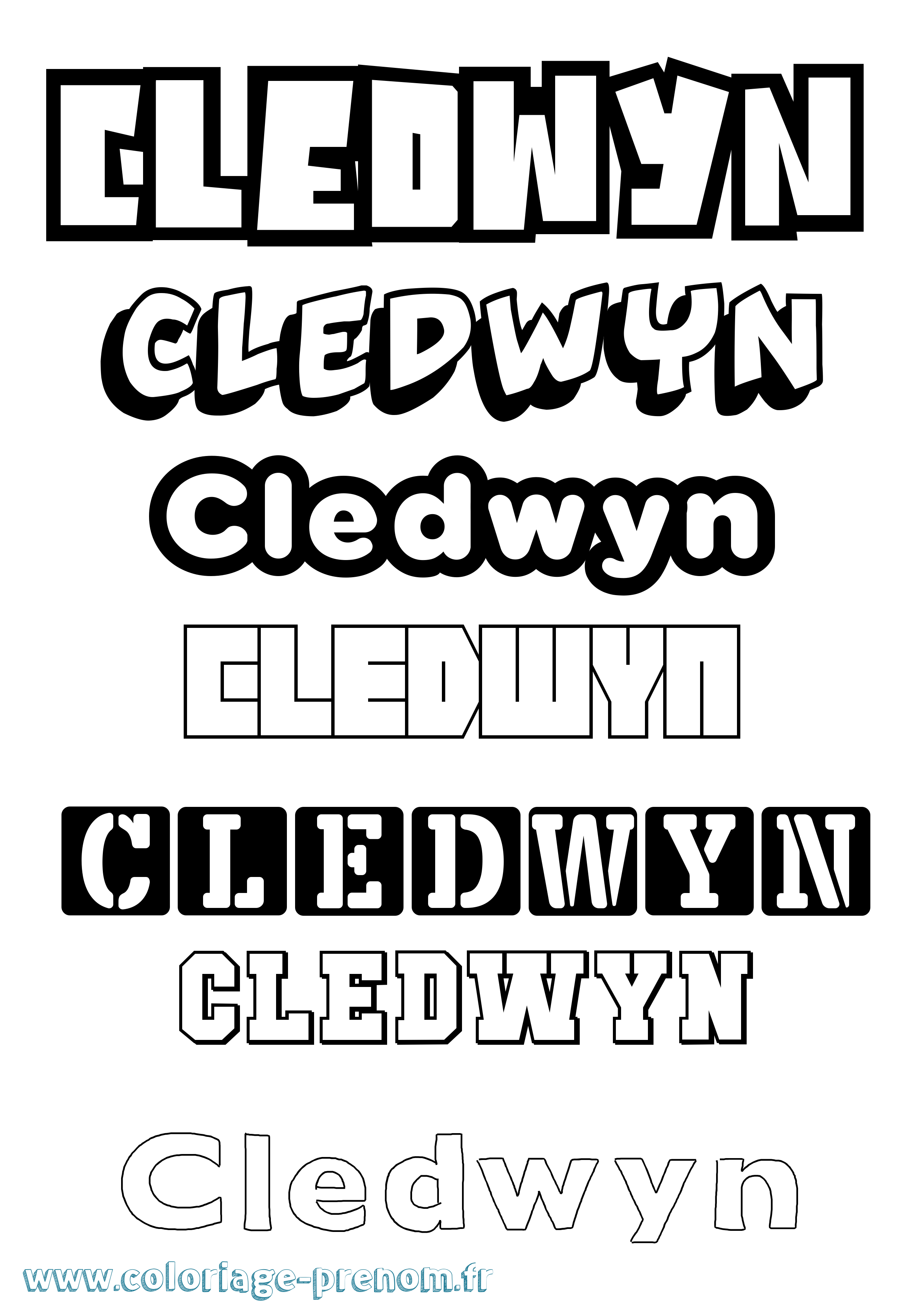 Coloriage Cledwyn Simple Coloriage prénom Cledwyn Simple