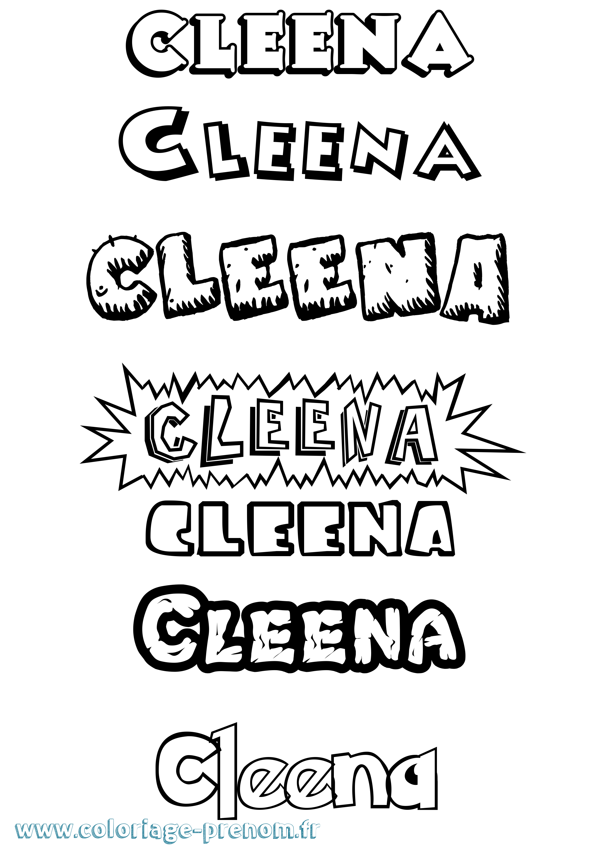 Coloriage Cleena Dessin Animé Coloriage prénom Cleena Dessin Animé
