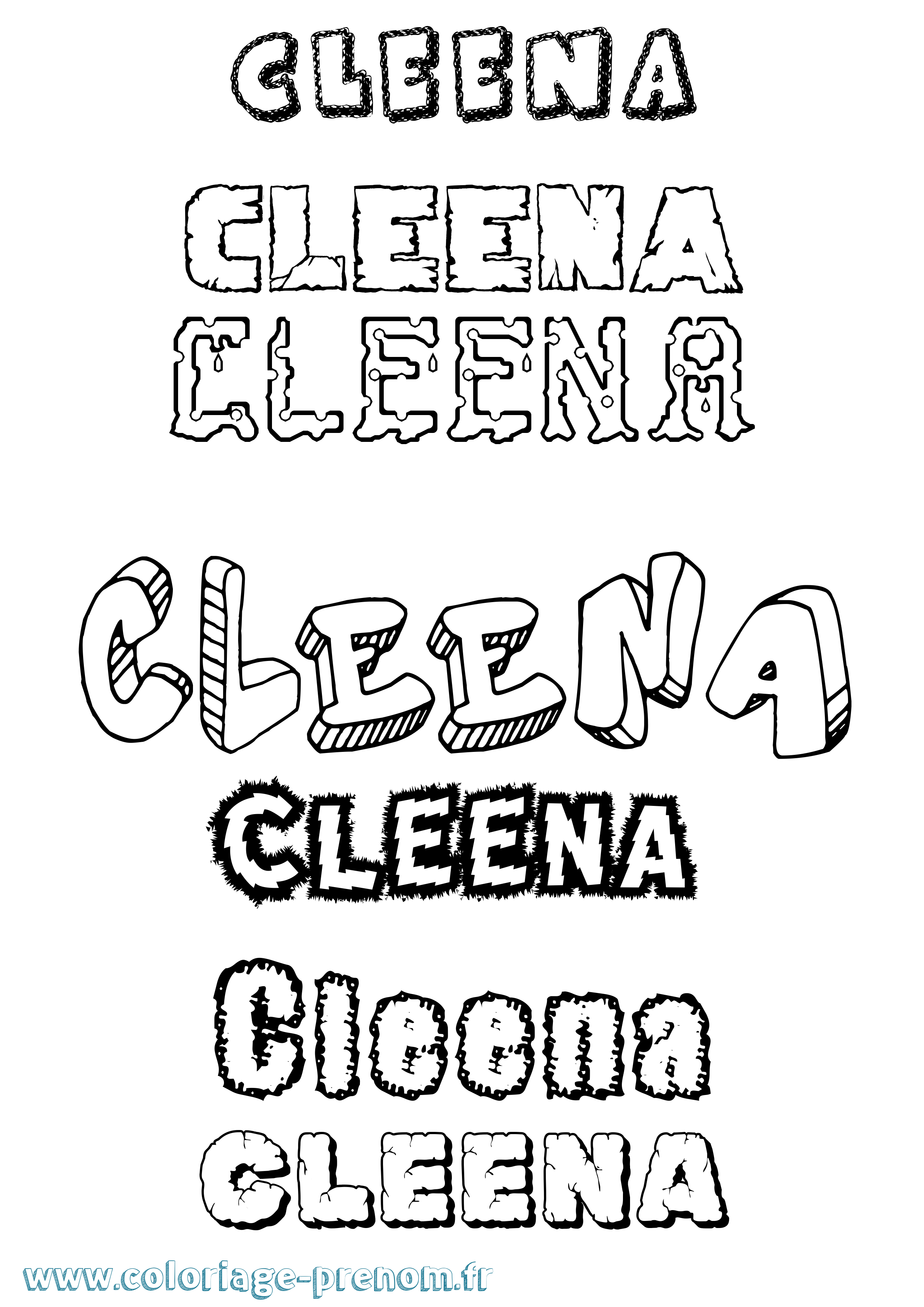 Coloriage Cleena Destructuré Coloriage prénom Cleena Destructuré
