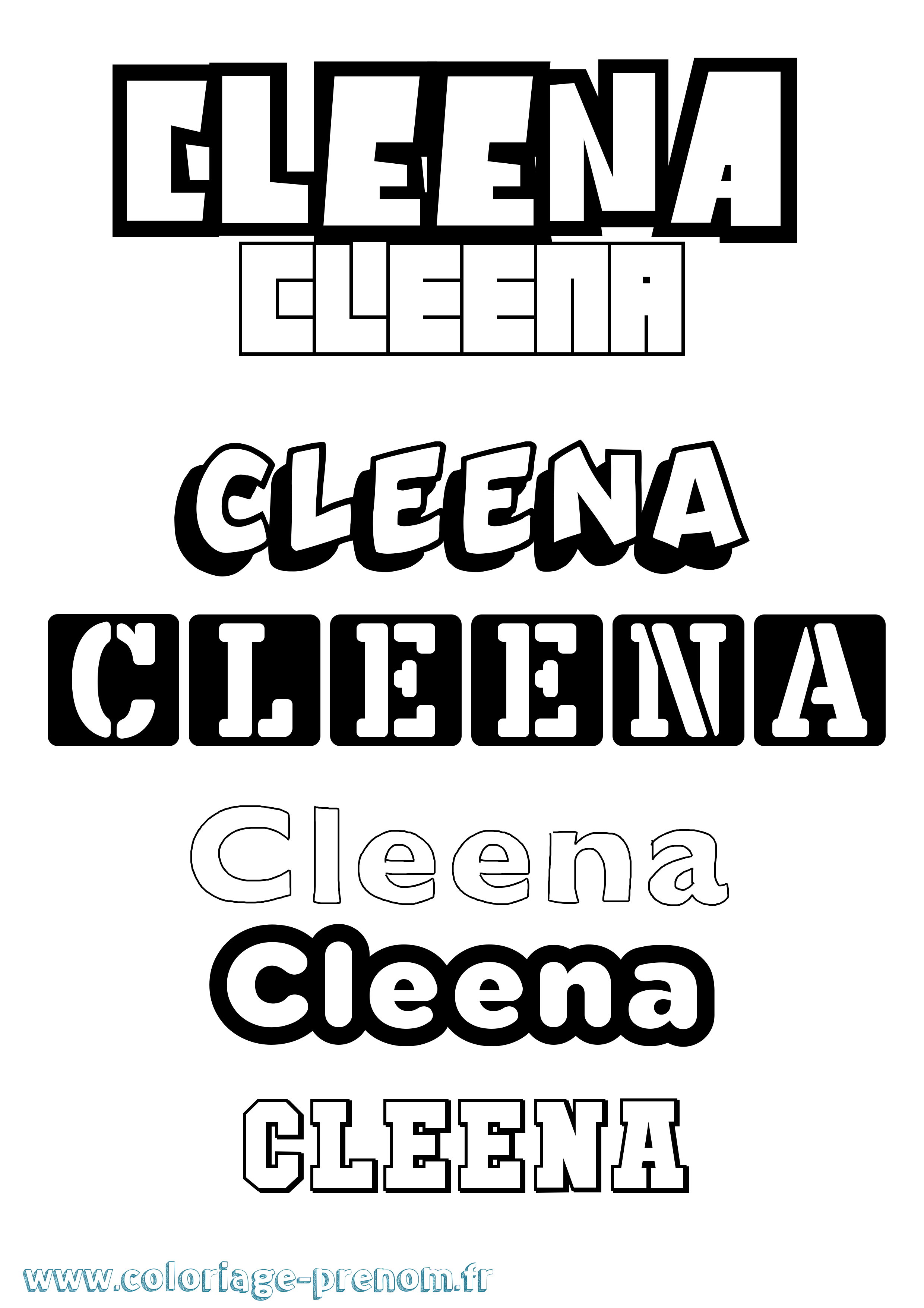 Coloriage Cleena Simple Coloriage prénom Cleena Simple