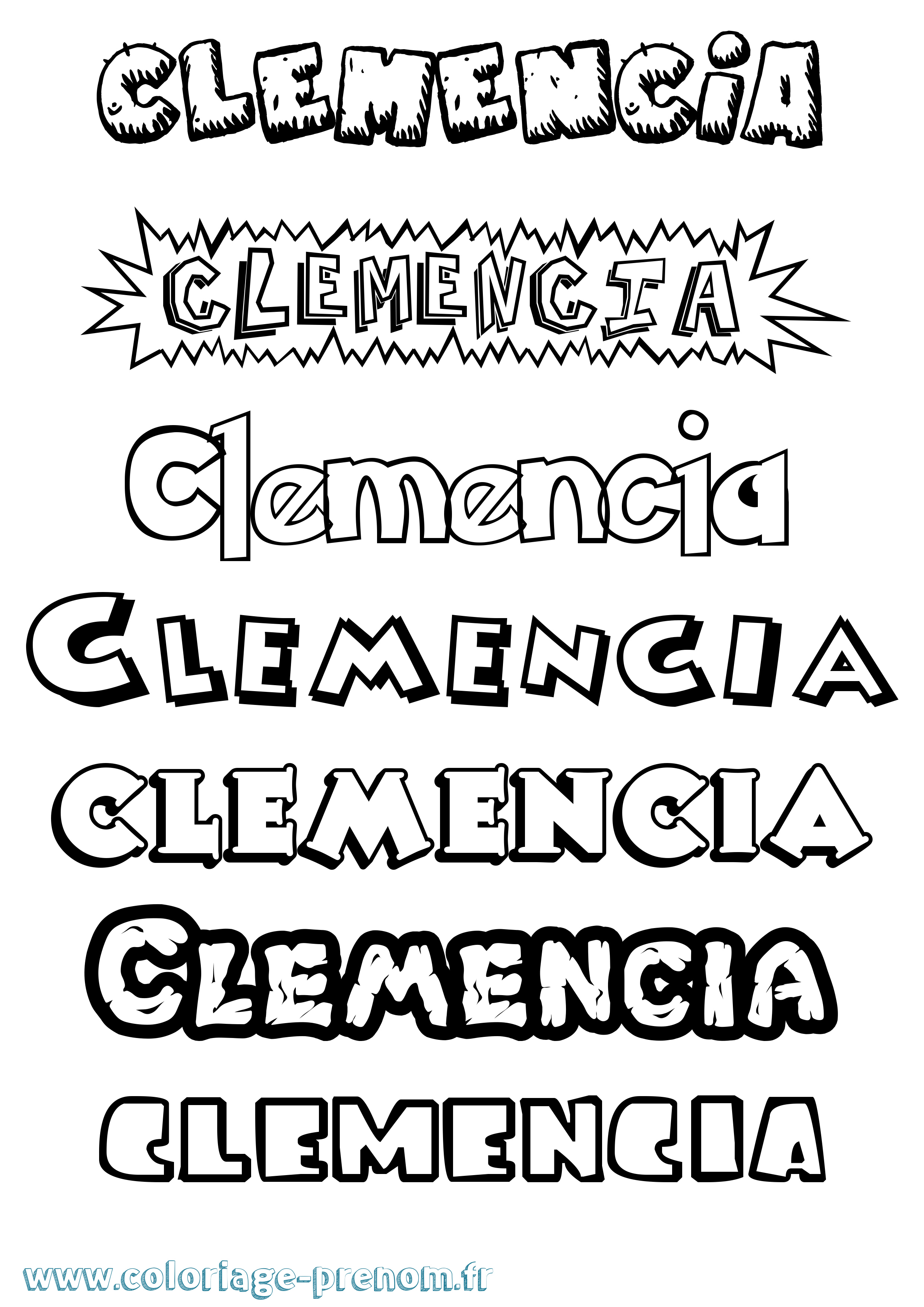 Coloriage Clemencia Dessin Animé Coloriage prénom Clemencia Dessin Animé
