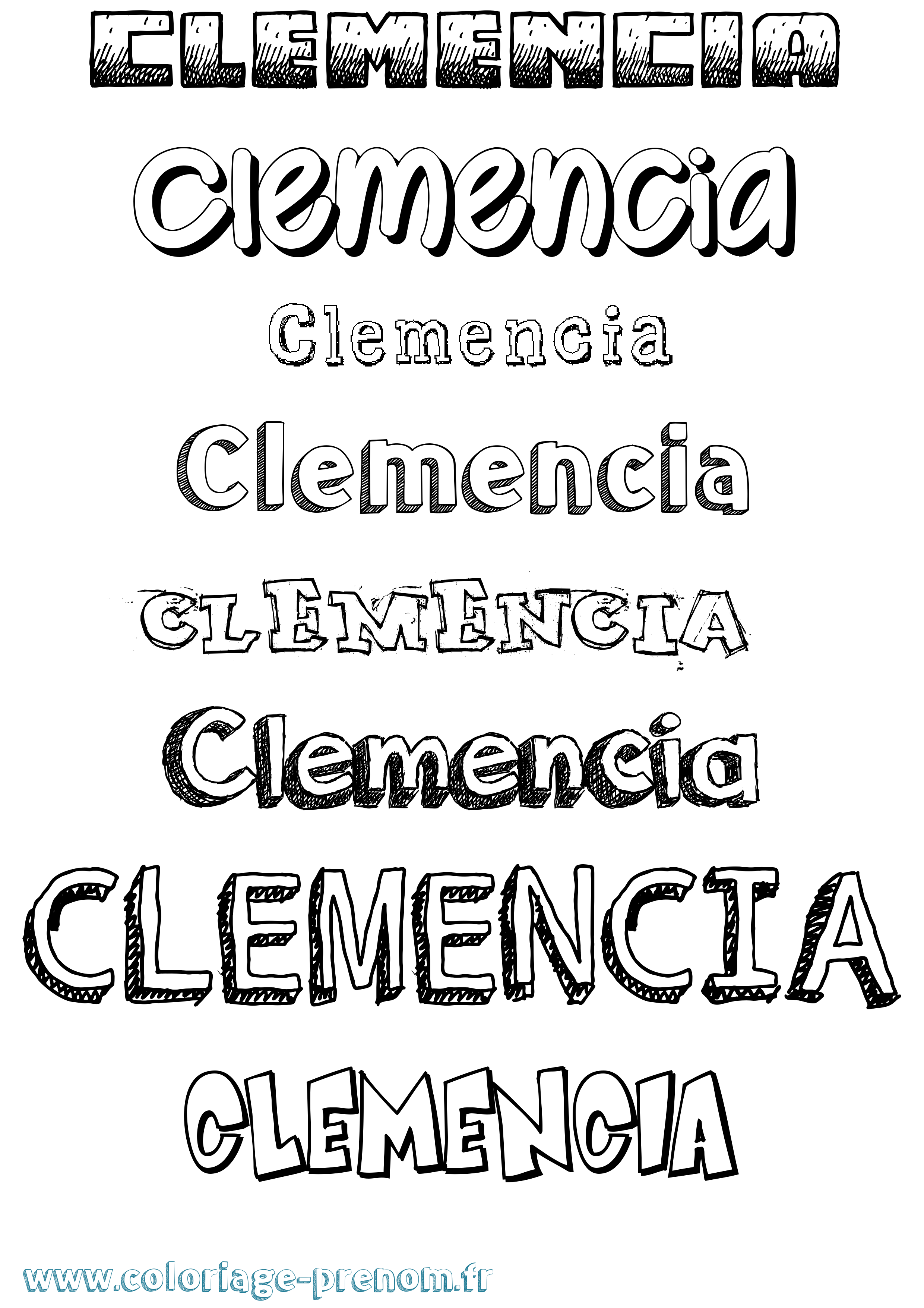 Coloriage Clemencia Dessiné Coloriage prénom Clemencia Dessiné