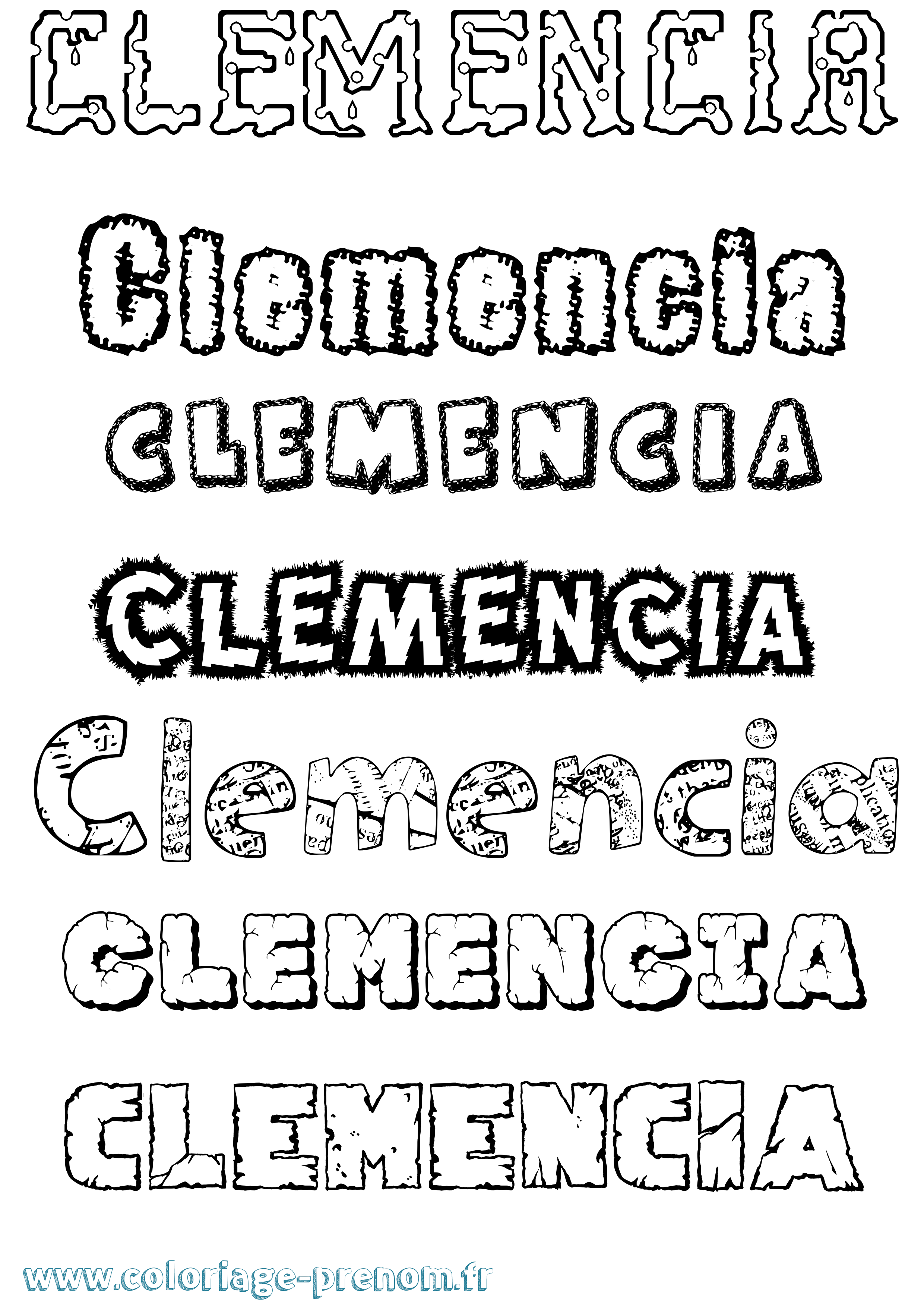 Coloriage Clemencia Destructuré Coloriage prénom Clemencia Destructuré