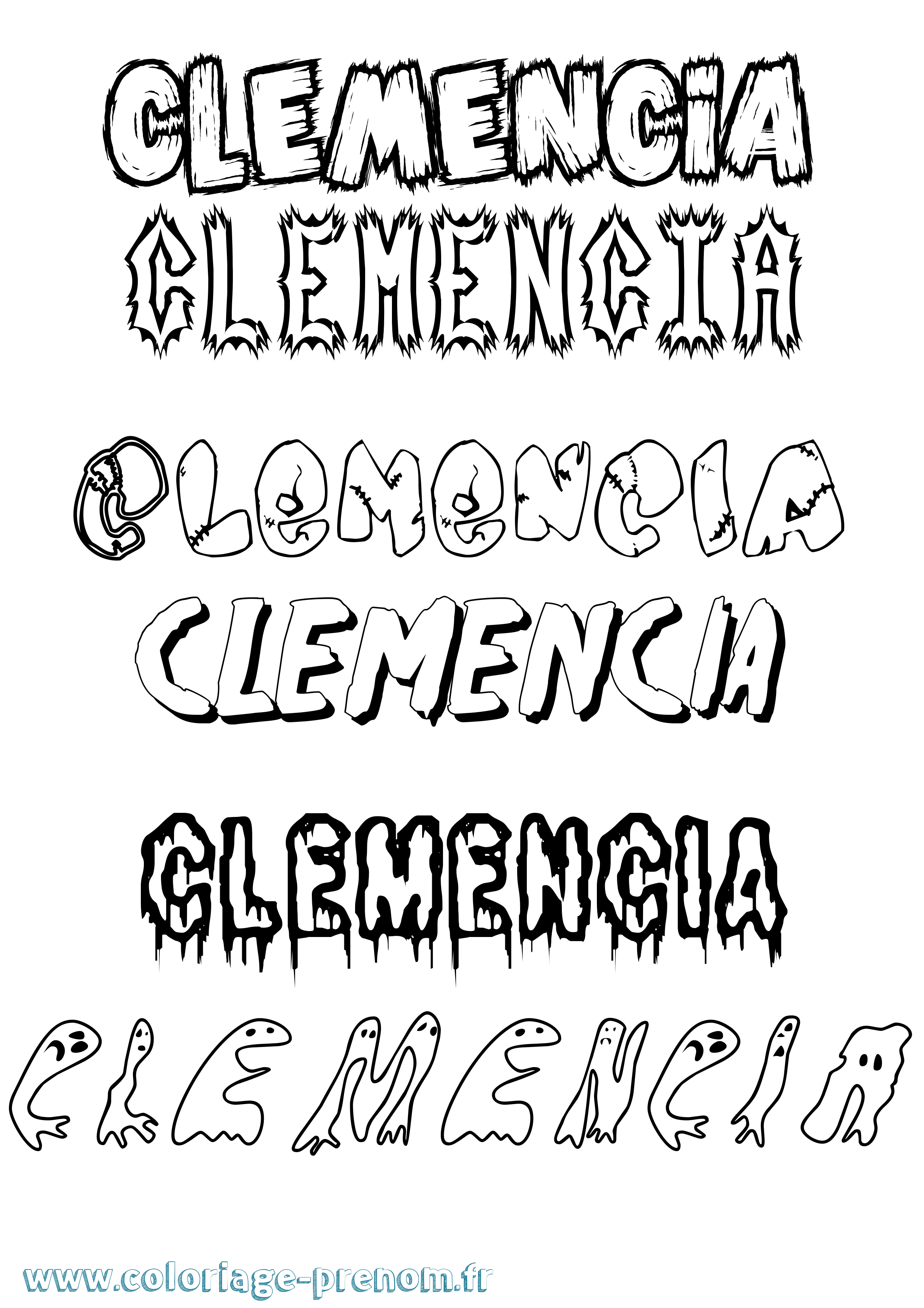 Coloriage Clemencia Frisson Coloriage prénom Clemencia Frisson