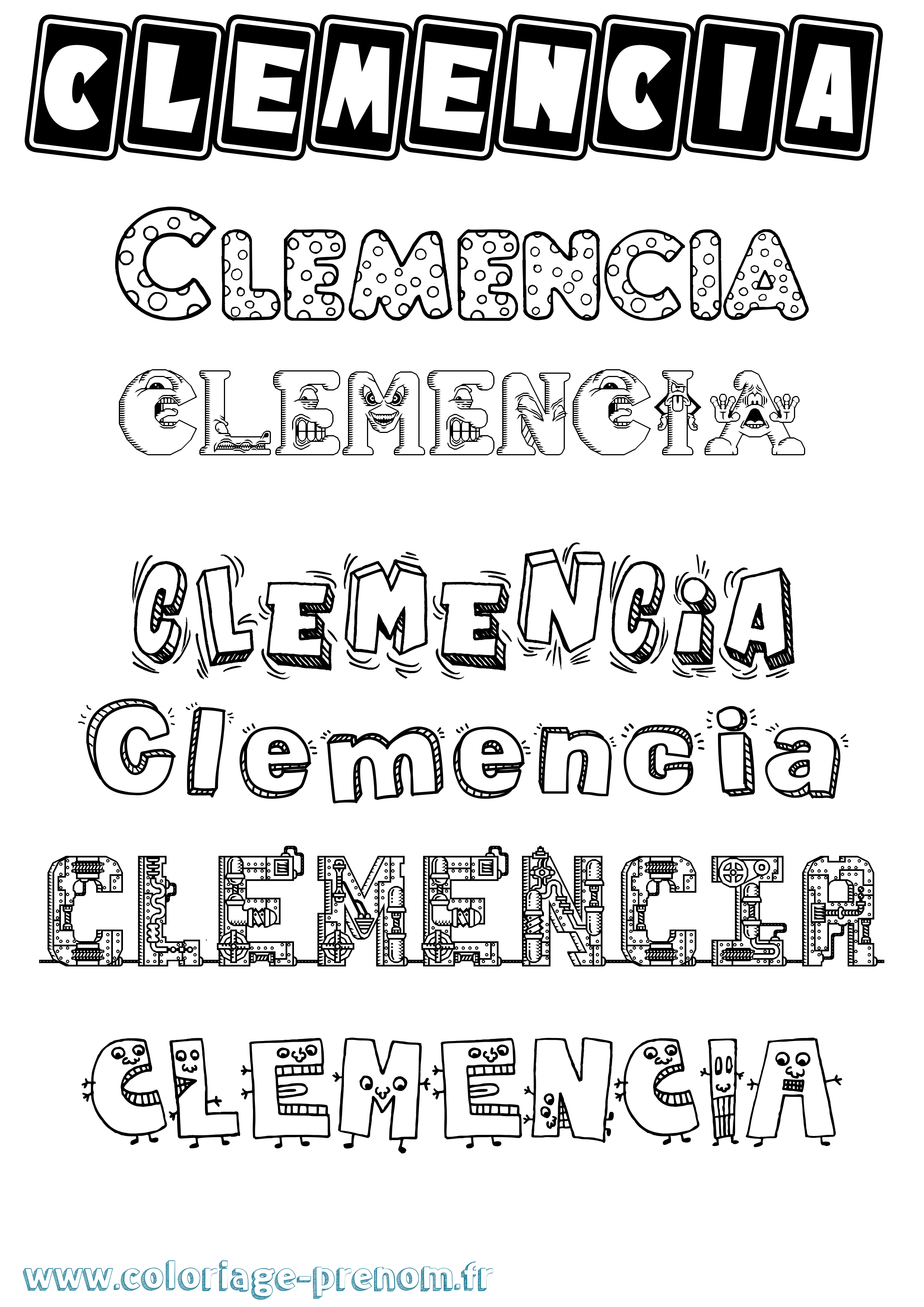 Coloriage Clemencia Fun Coloriage prénom Clemencia Fun