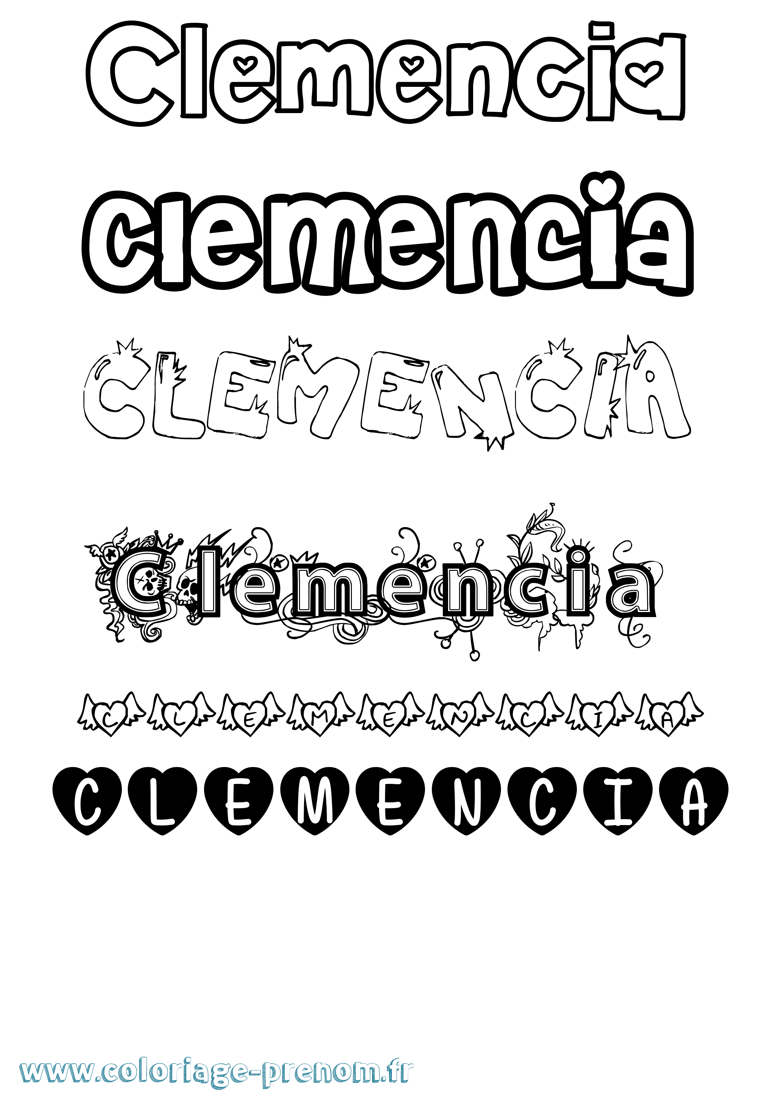 Coloriage Clemencia Girly Coloriage prénom Clemencia Girly