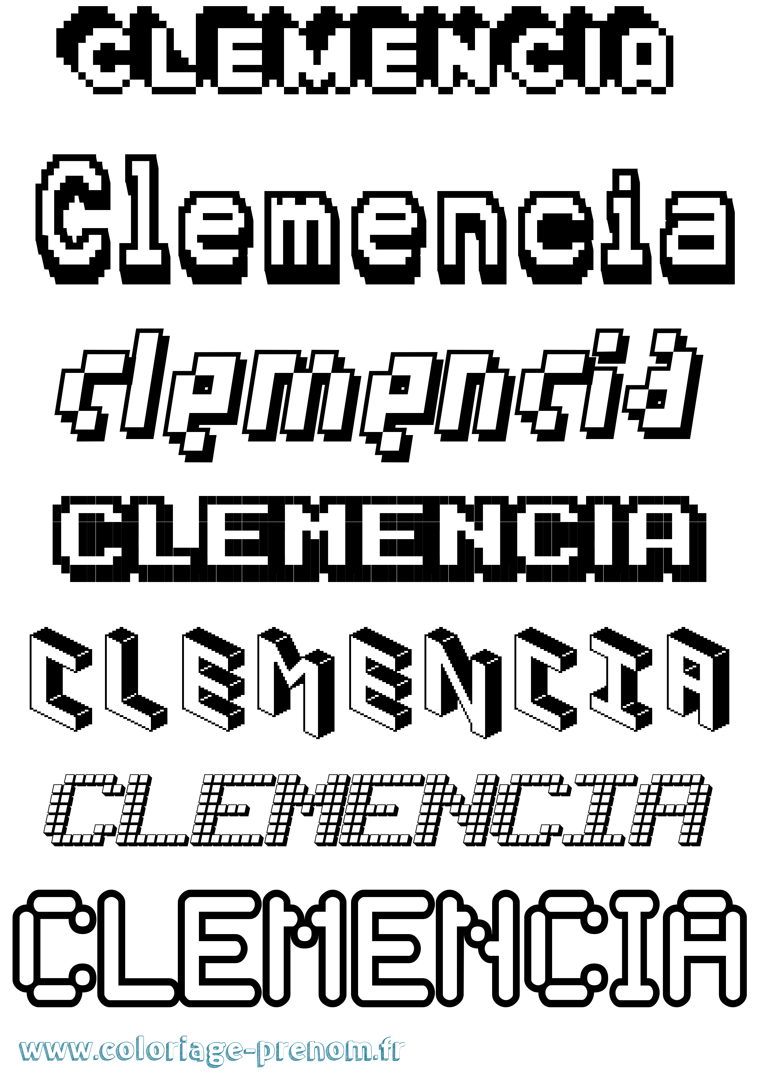 Coloriage Clemencia Pixel Coloriage prénom Clemencia Pixel