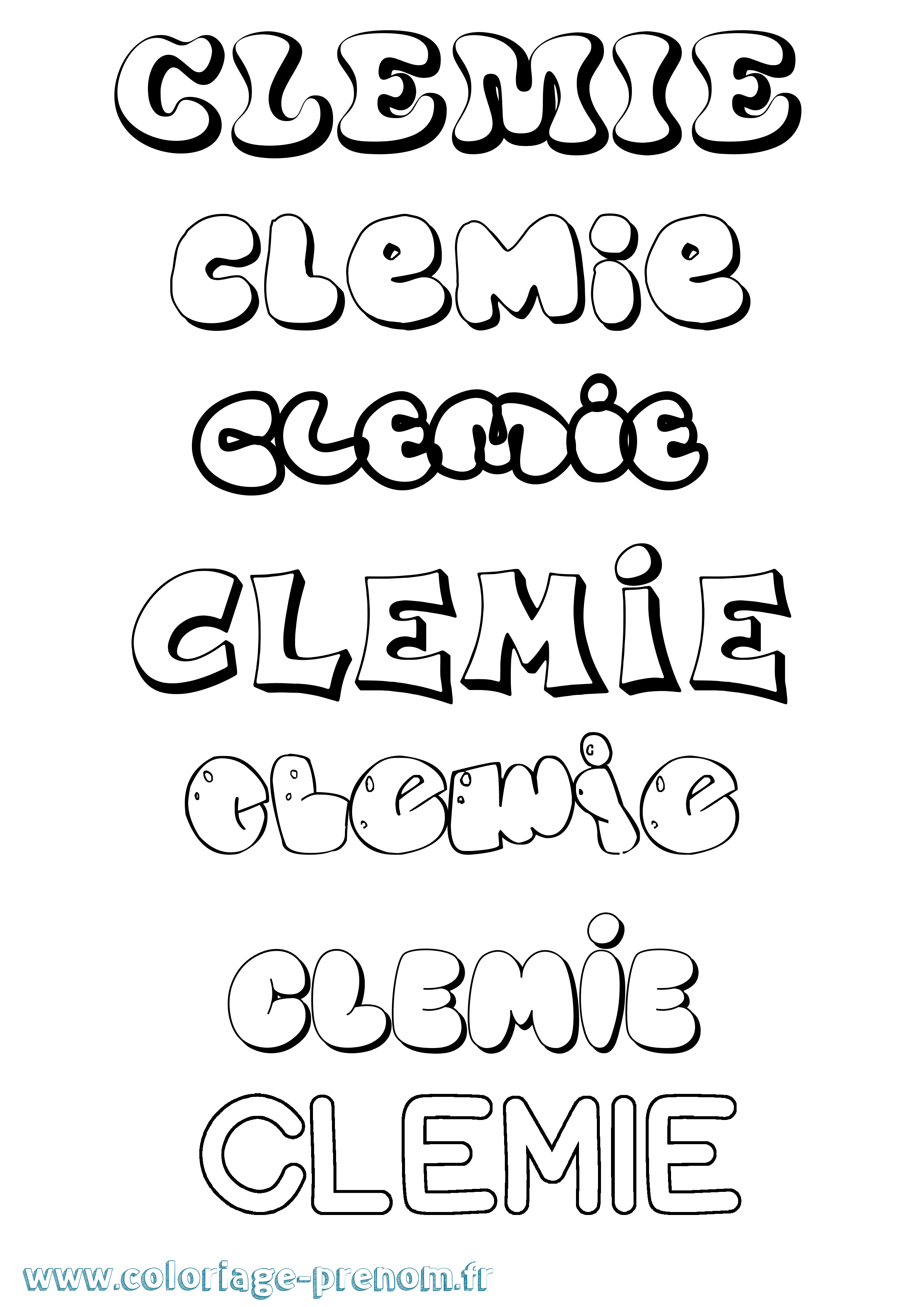 Coloriage Clemie Bubble Coloriage prénom Clemie Bubble