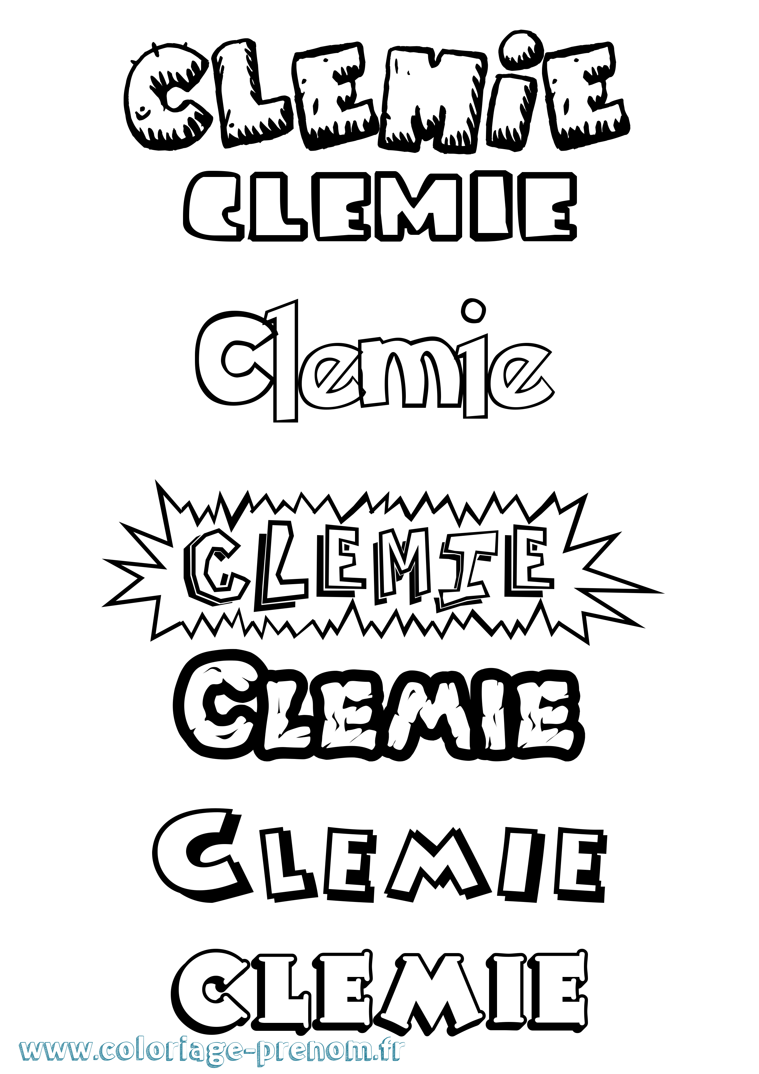 Coloriage Clemie Dessin Animé Coloriage prénom Clemie Dessin Animé