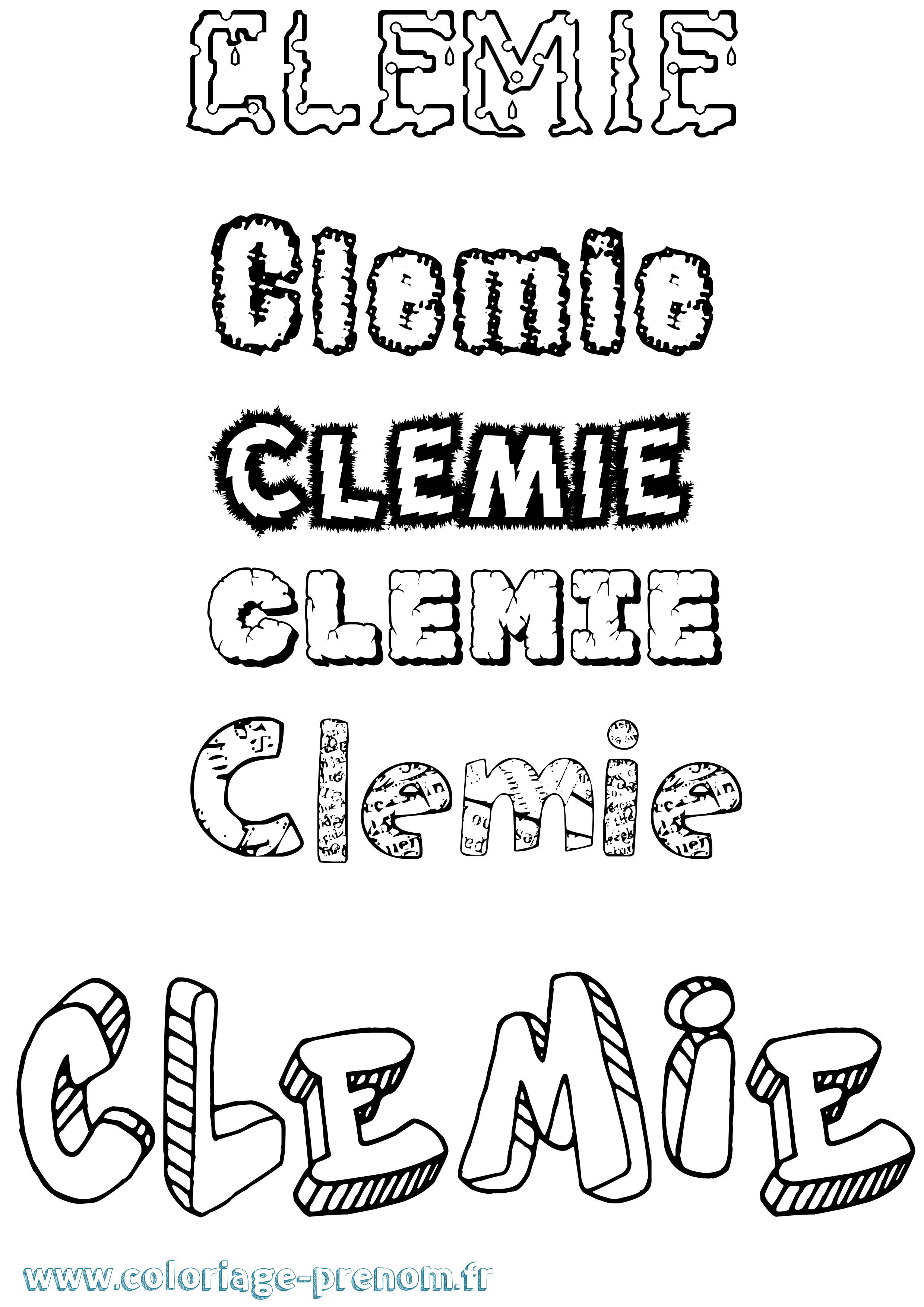 Coloriage Clemie Destructuré Coloriage prénom Clemie Destructuré