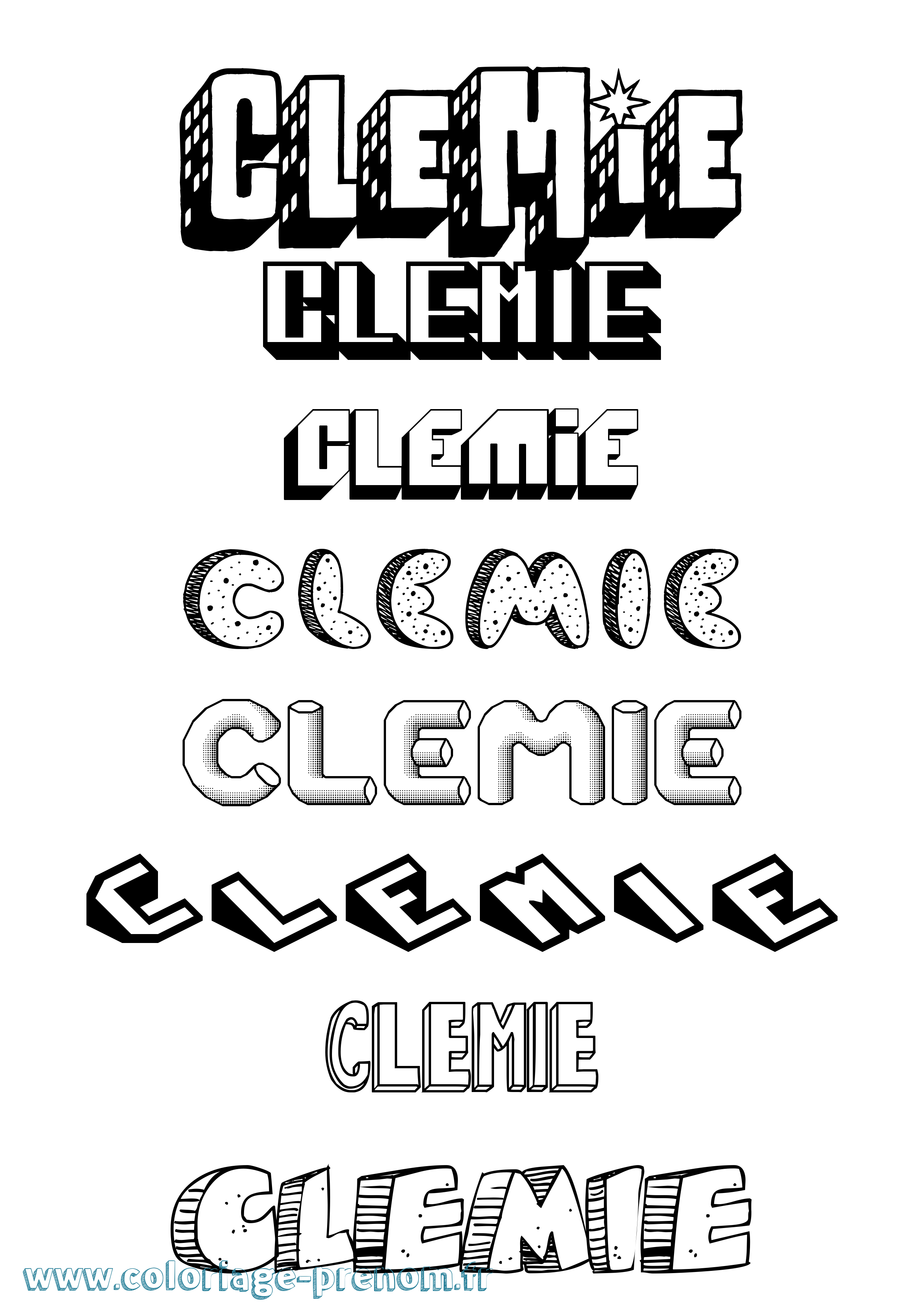 Coloriage Clemie Effet 3D Coloriage prénom Clemie Effet 3D