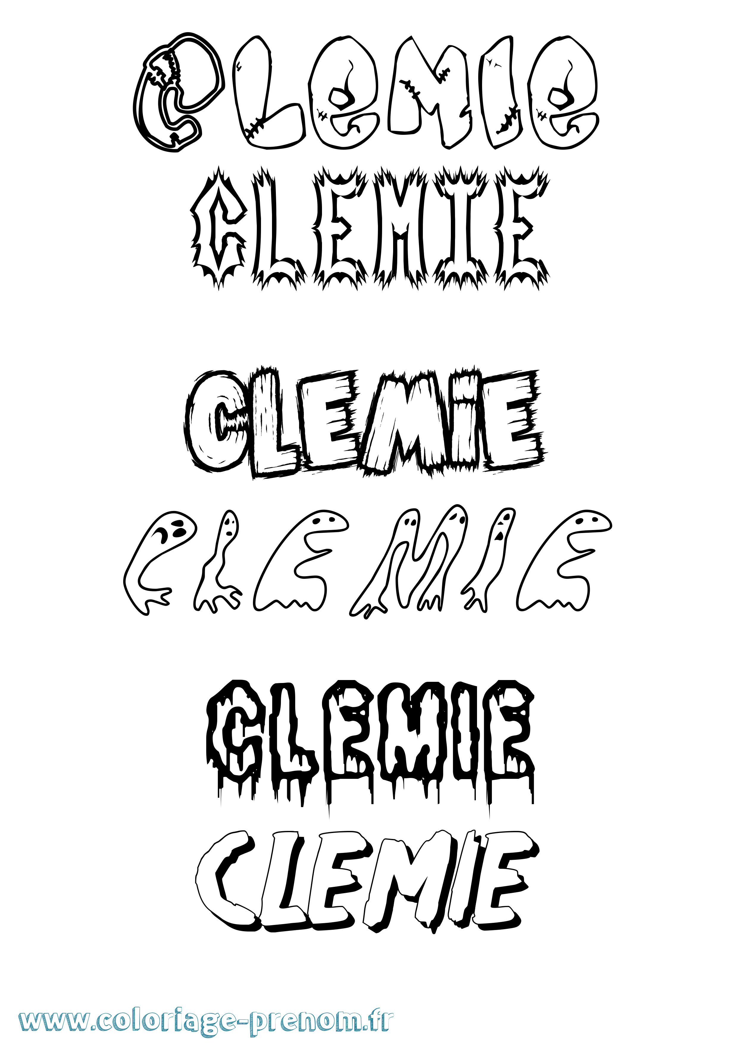 Coloriage Clemie Frisson Coloriage prénom Clemie Frisson