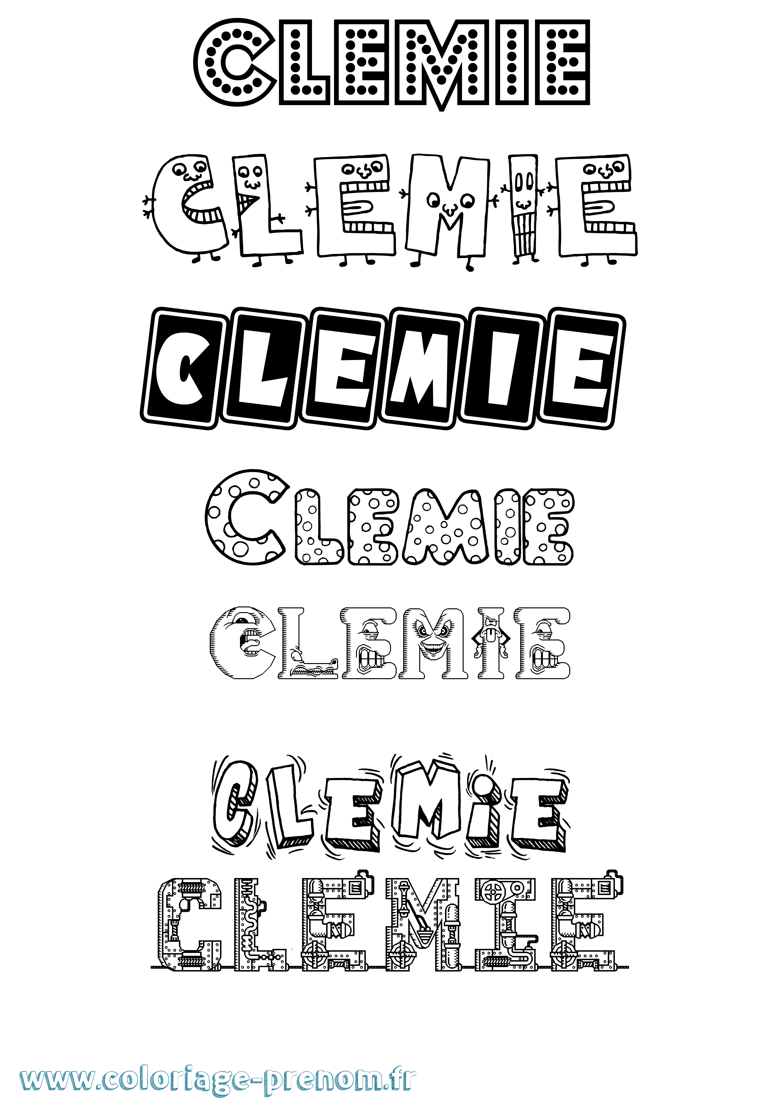 Coloriage Clemie Fun Coloriage prénom Clemie Fun