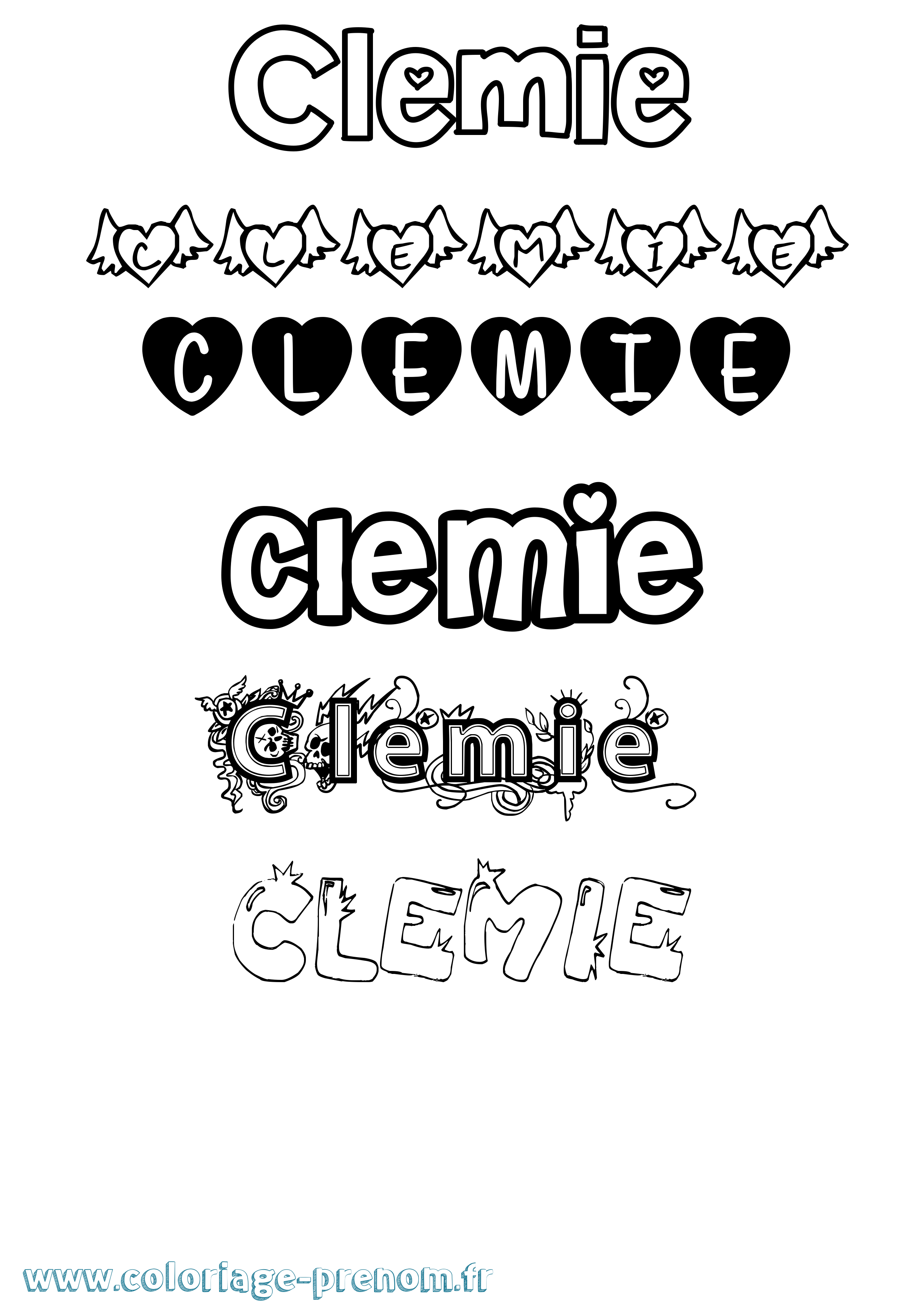 Coloriage Clemie Girly Coloriage prénom Clemie Girly